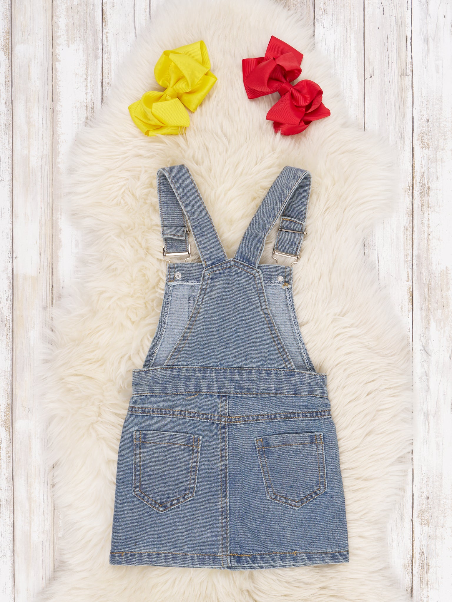 Red Striped Shirt & Denim Turkey Overall Dress - Marie Nicole Clothing