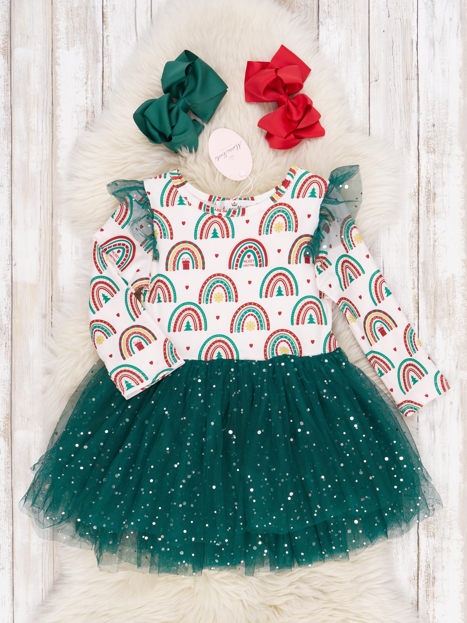 Green Rainbow Tulle Dress - Marie Nicole Clothing