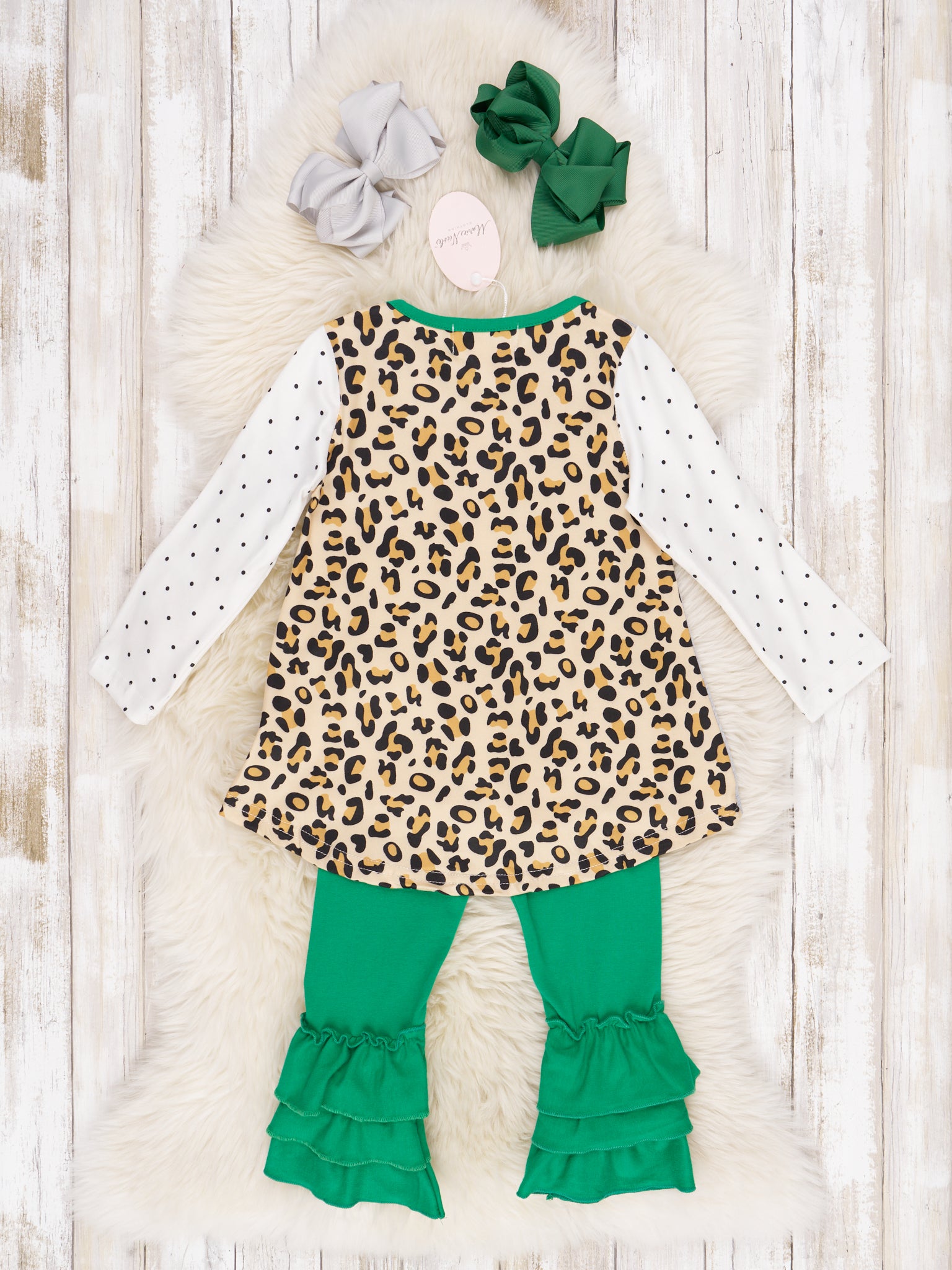 Green Christmas Leopard Outfit - Marie Nicole Clothing