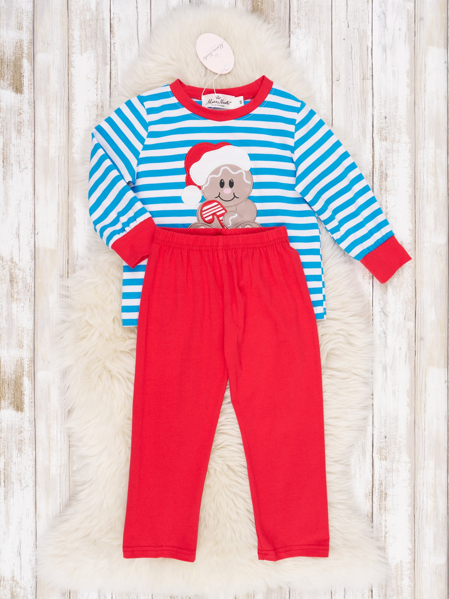 Blue Striped Gingerbread Outfit - Marie Nicole Clothing