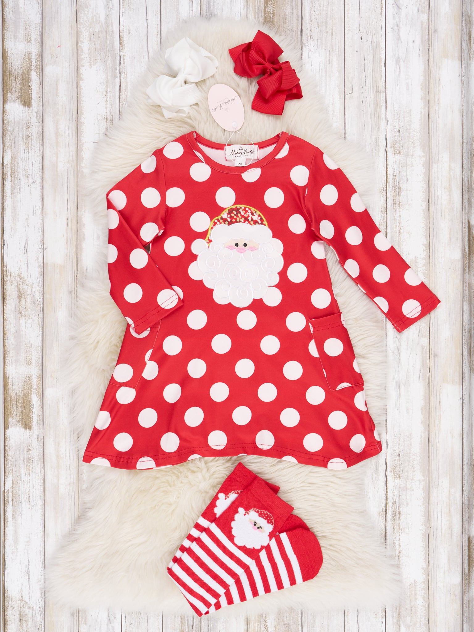 Polka Dot Santa 3 Piece Set - Marie Nicole Clothing