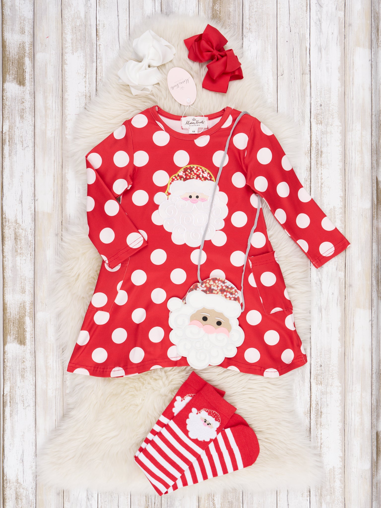 Polka Dot Santa 3 Piece Set - Marie Nicole Clothing