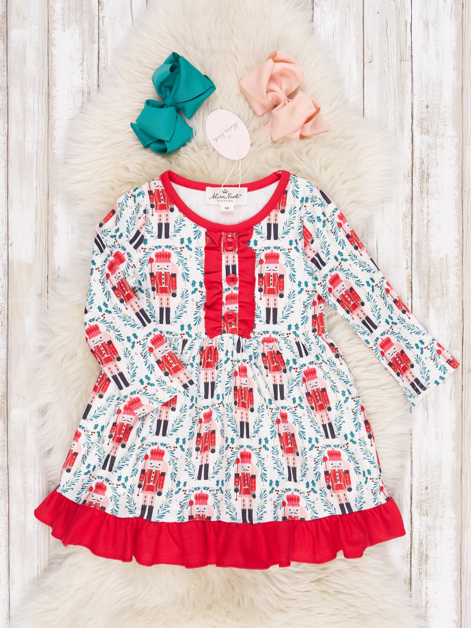 Holly Nutcracker Ruffle Dress - Marie Nicole Clothing