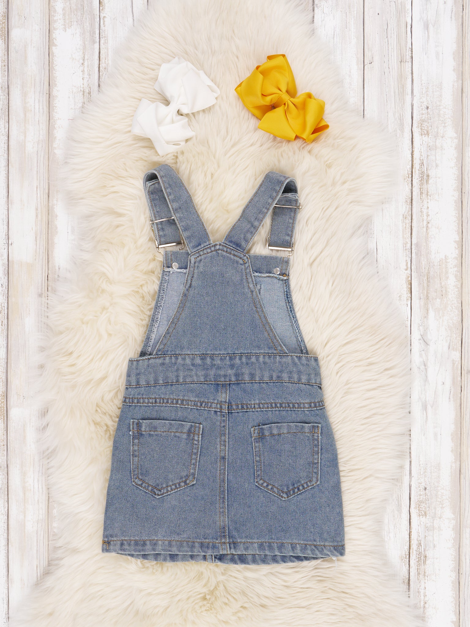 Mustard Striped Shirt & Denim Pumpkin Overall Dress - Marie Nicole Clothing