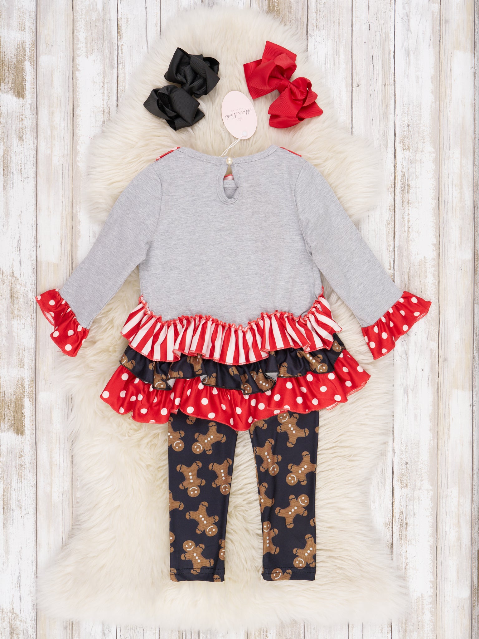 Polka Dot Gingerbread Ruffle Outfit - Marie Nicole Clothing