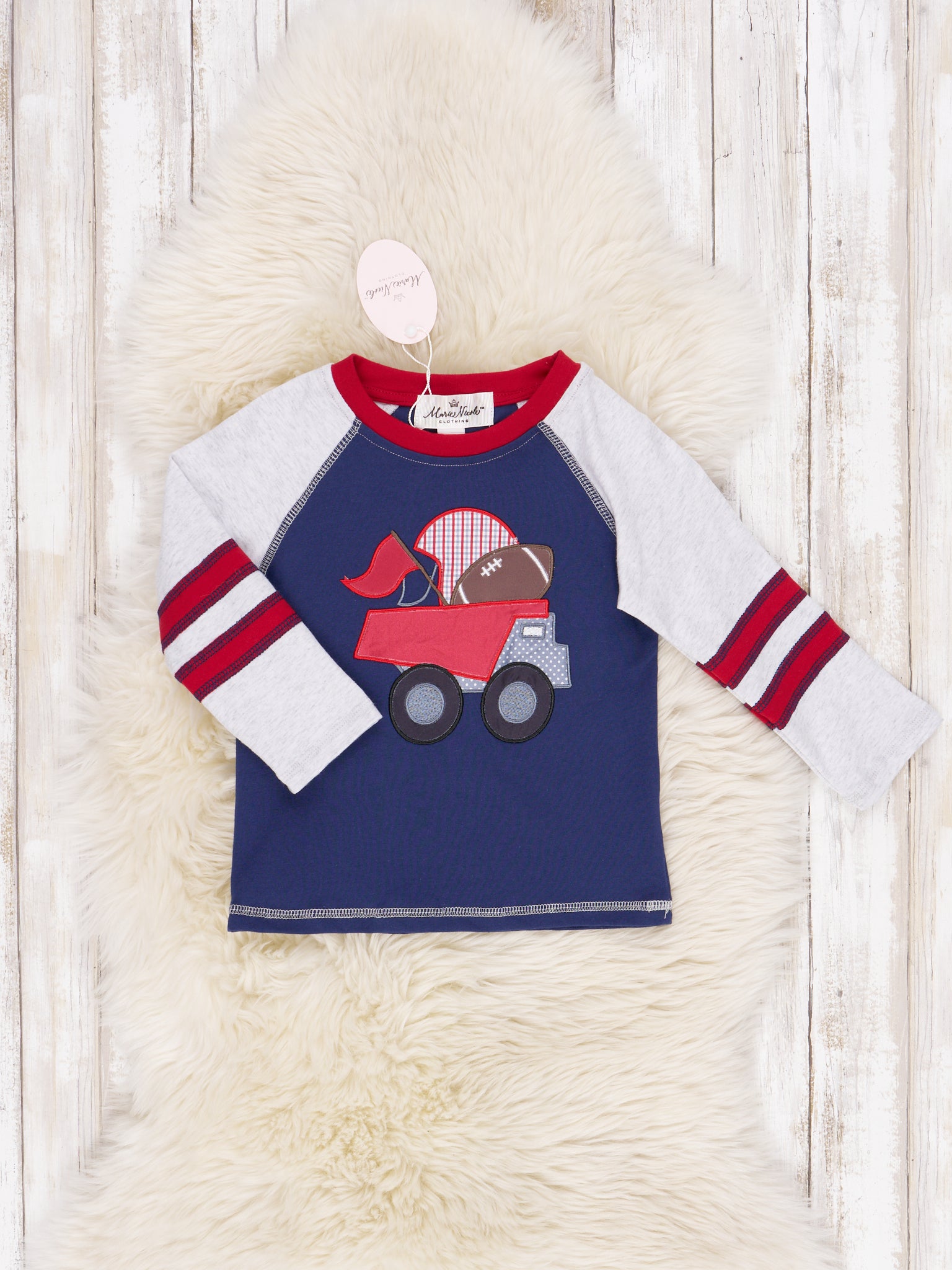 Navy Football Raglan Shirt - Marie Nicole Clothing