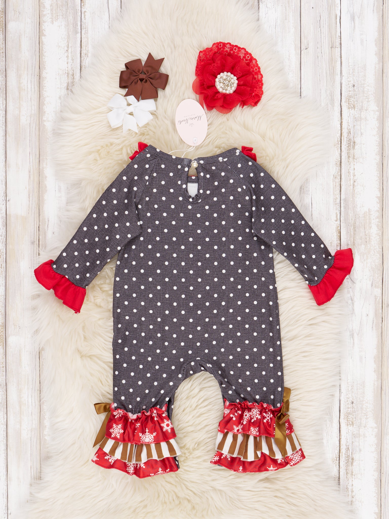 Happy Reindeer Ruffle Romper - Marie Nicole Clothing