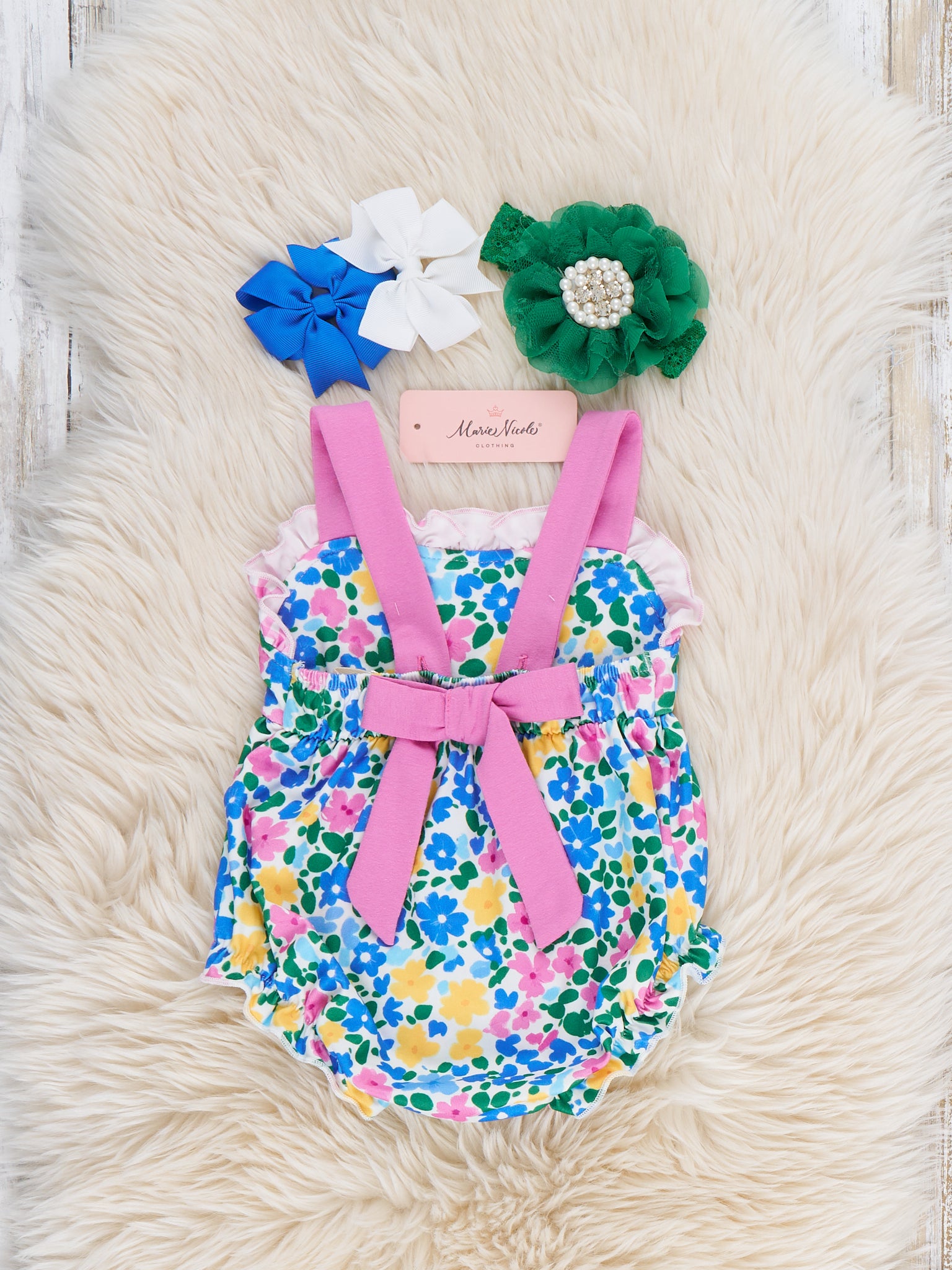 Blooming Garden Floral Ruffle Bubble Romper - Marie Nicole Clothing