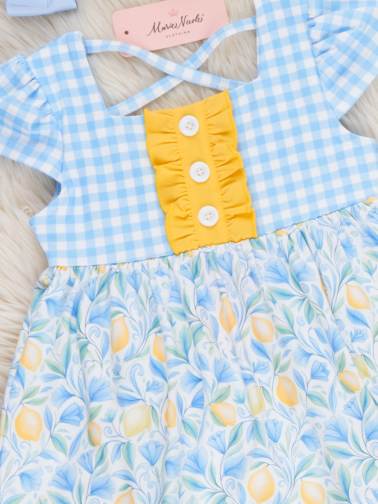 Sunny Lemons Gingham Ruffle Outfit - Marie Nicole Clothing