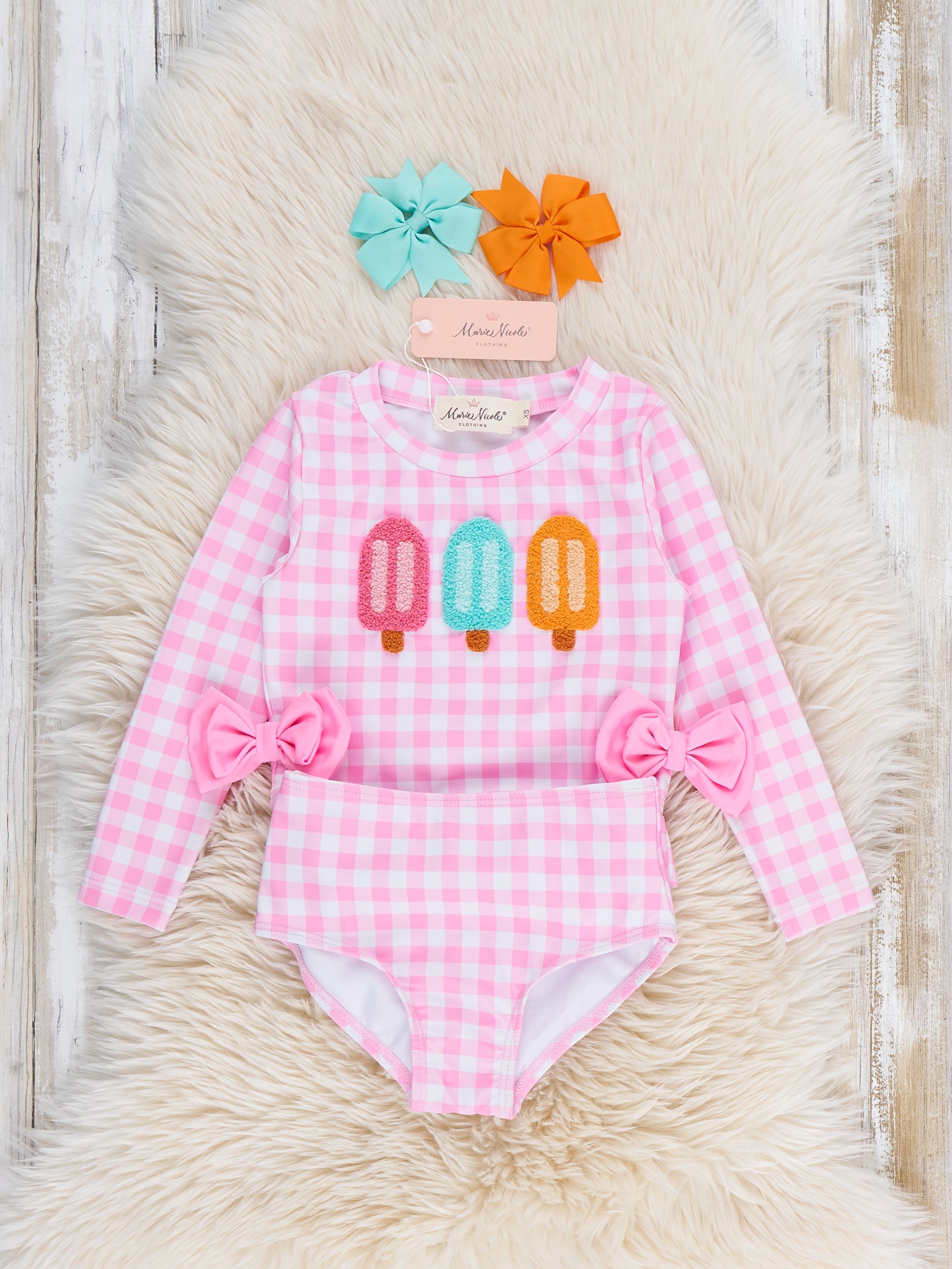 Pretty Popsicles Embroidered Gingham Rashguard - Marie Nicole Clothing