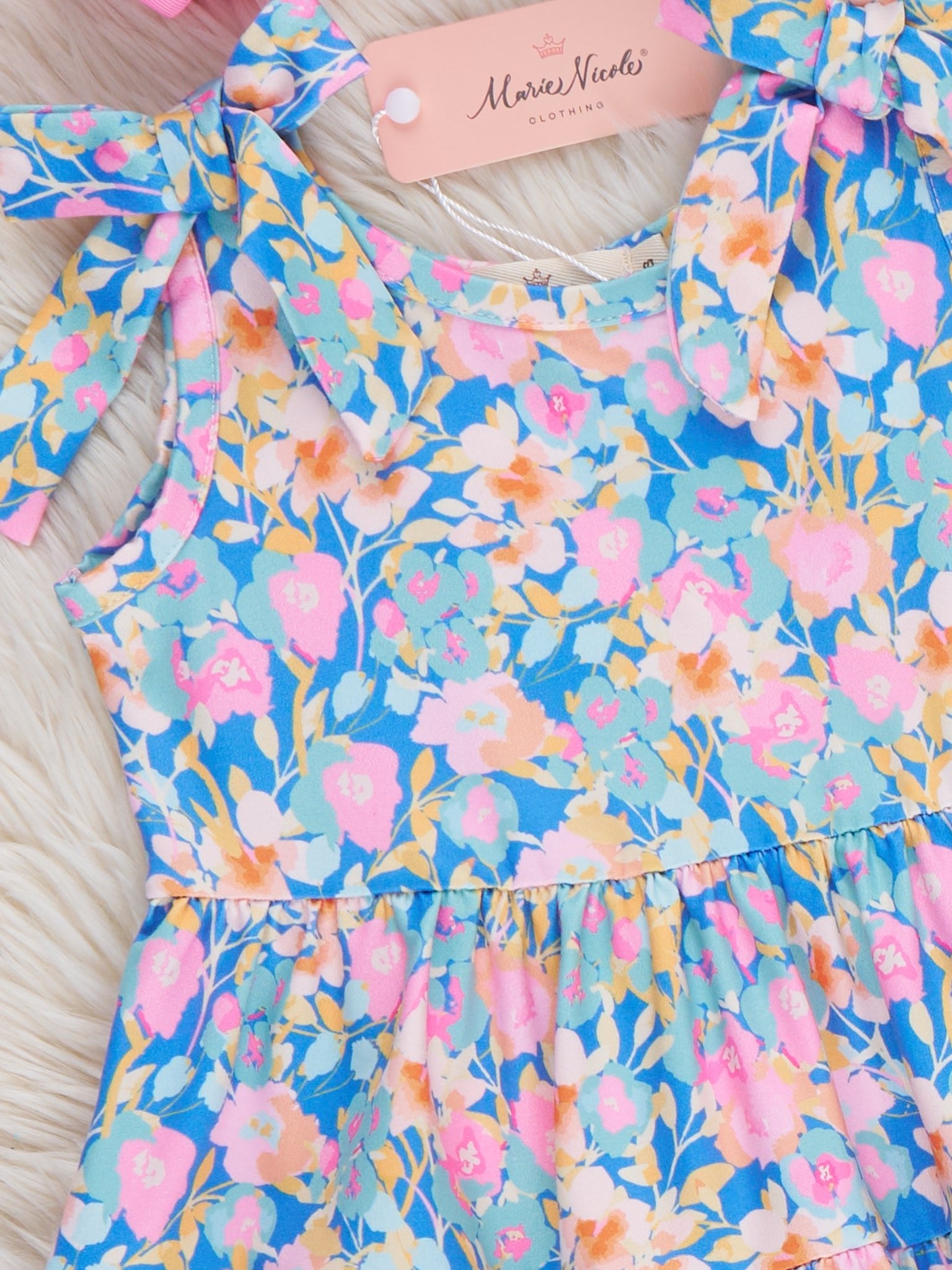 Blossom Breeze Ruffle Bow Dress - Marie Nicole Clothing