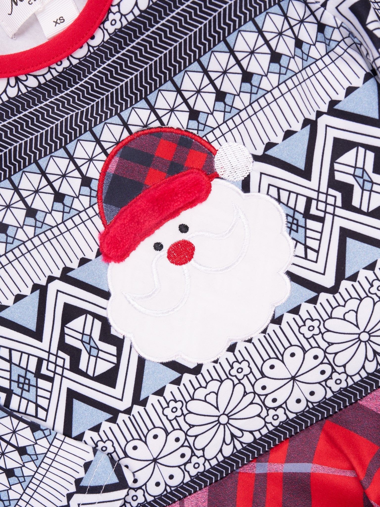 Grey & Red Embroidered Santa Ruffle Outfit - Marie Nicole Clothing