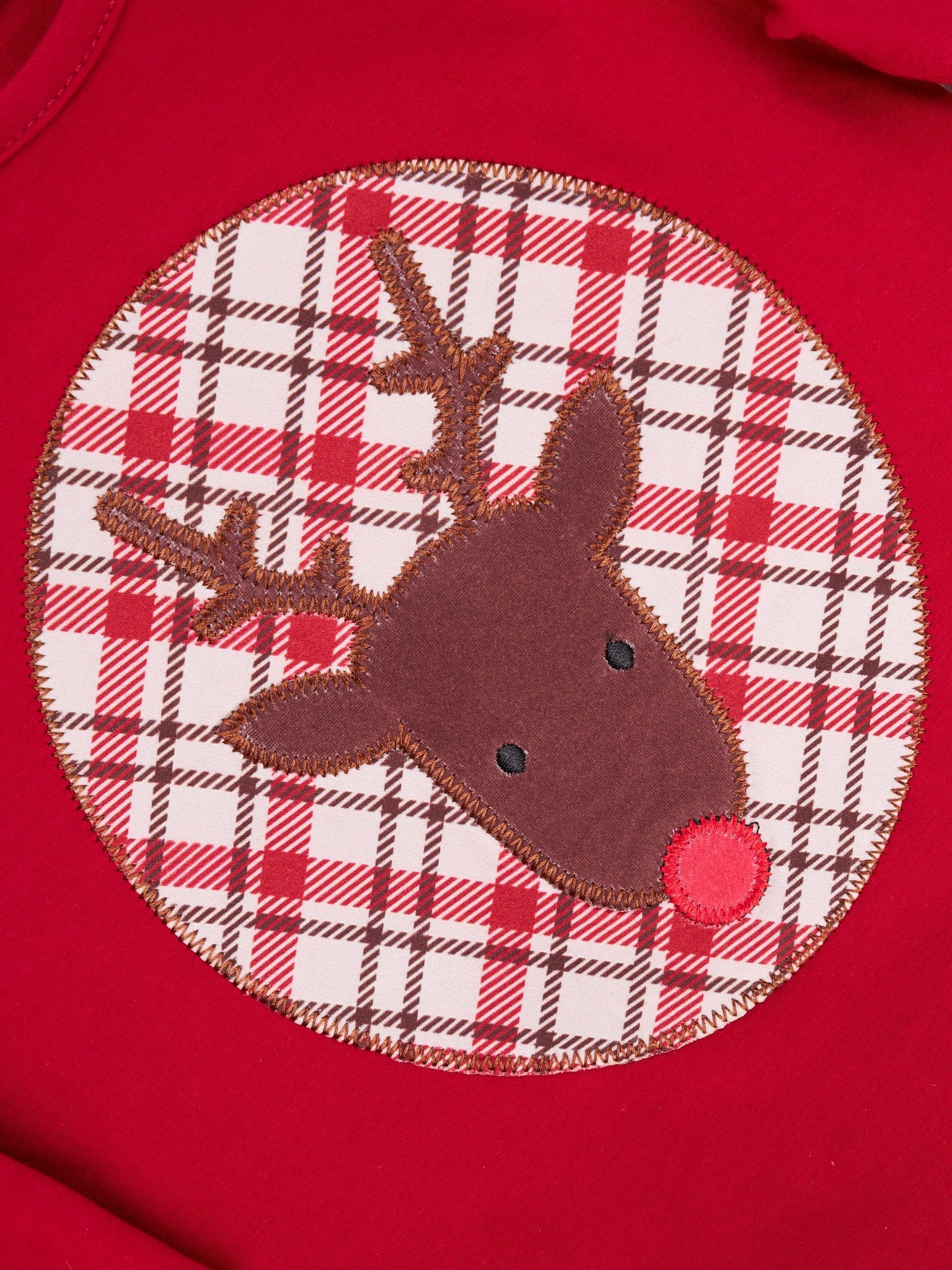 Red Plaid Reindeer Bell Sleeve Outfit - Marie Nicole Clothing