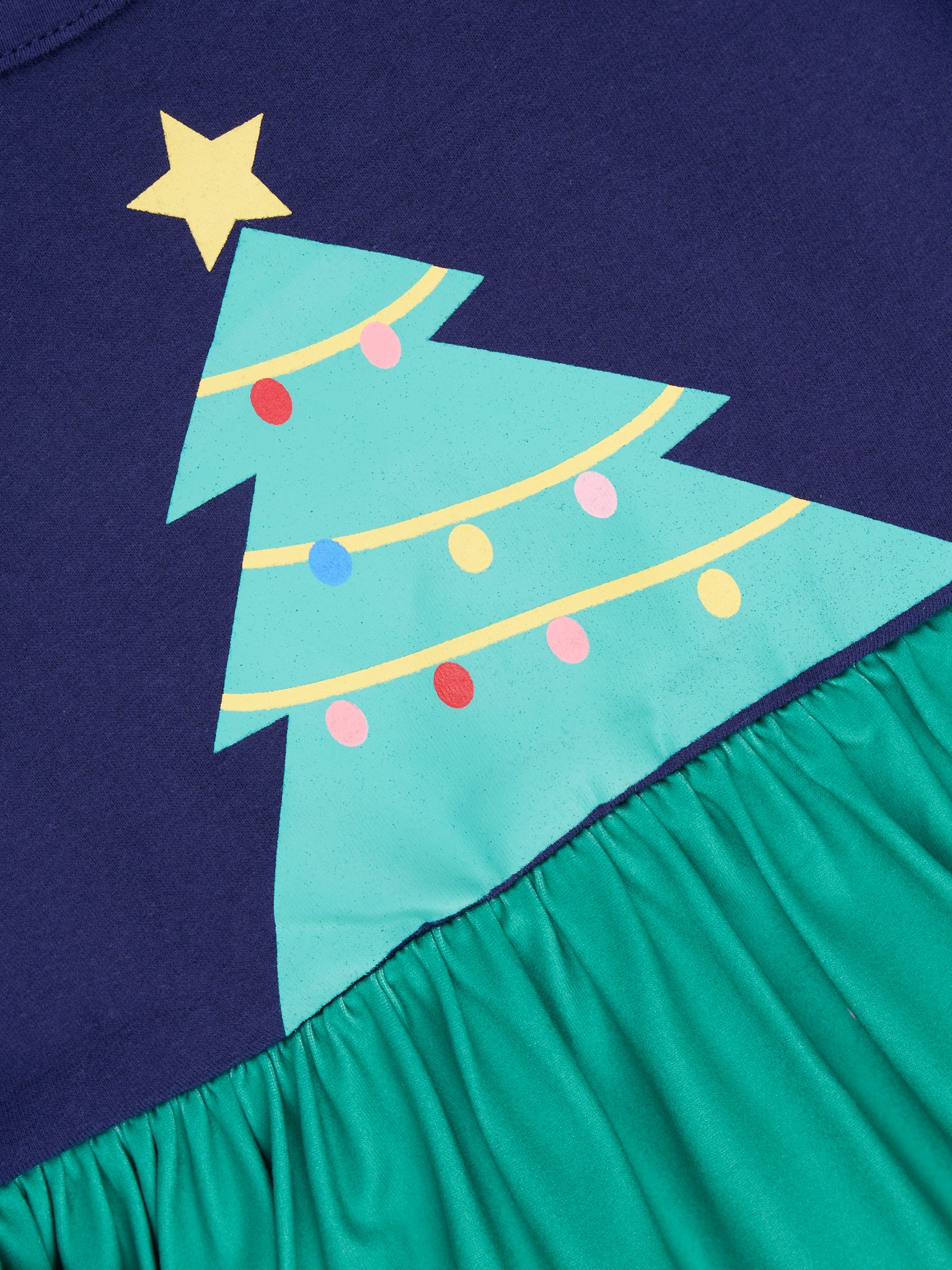 Navy & Green Christmas Tree Dress - Marie Nicole Clothing