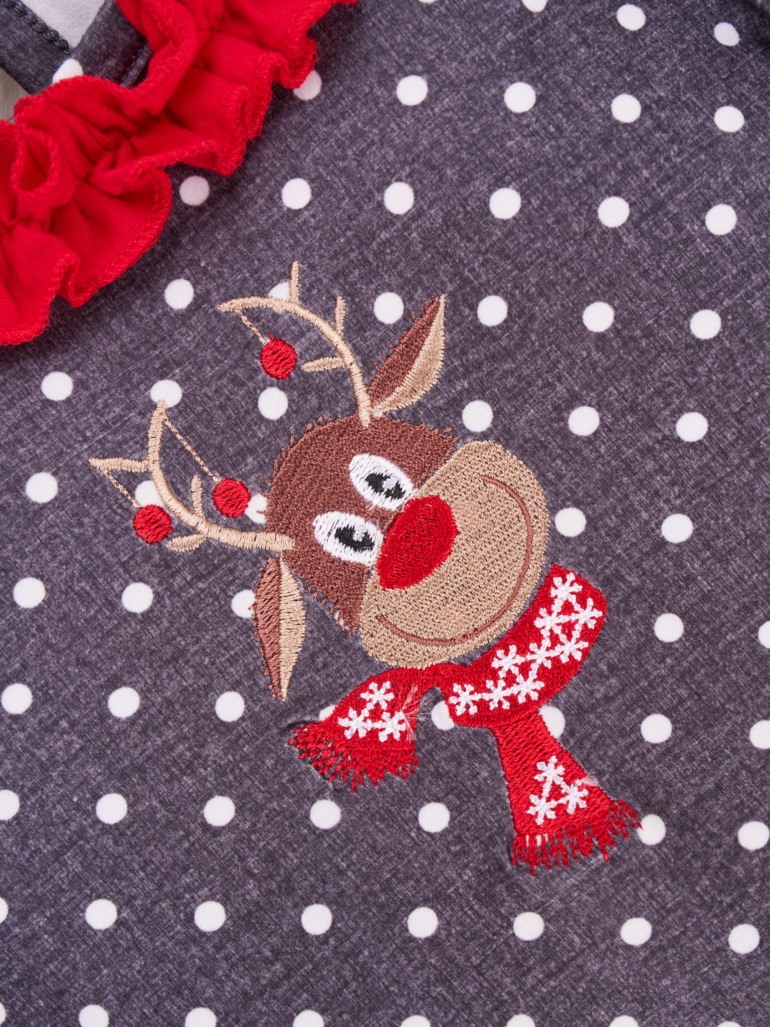 Happy Reindeer Ruffle Romper - Marie Nicole Clothing