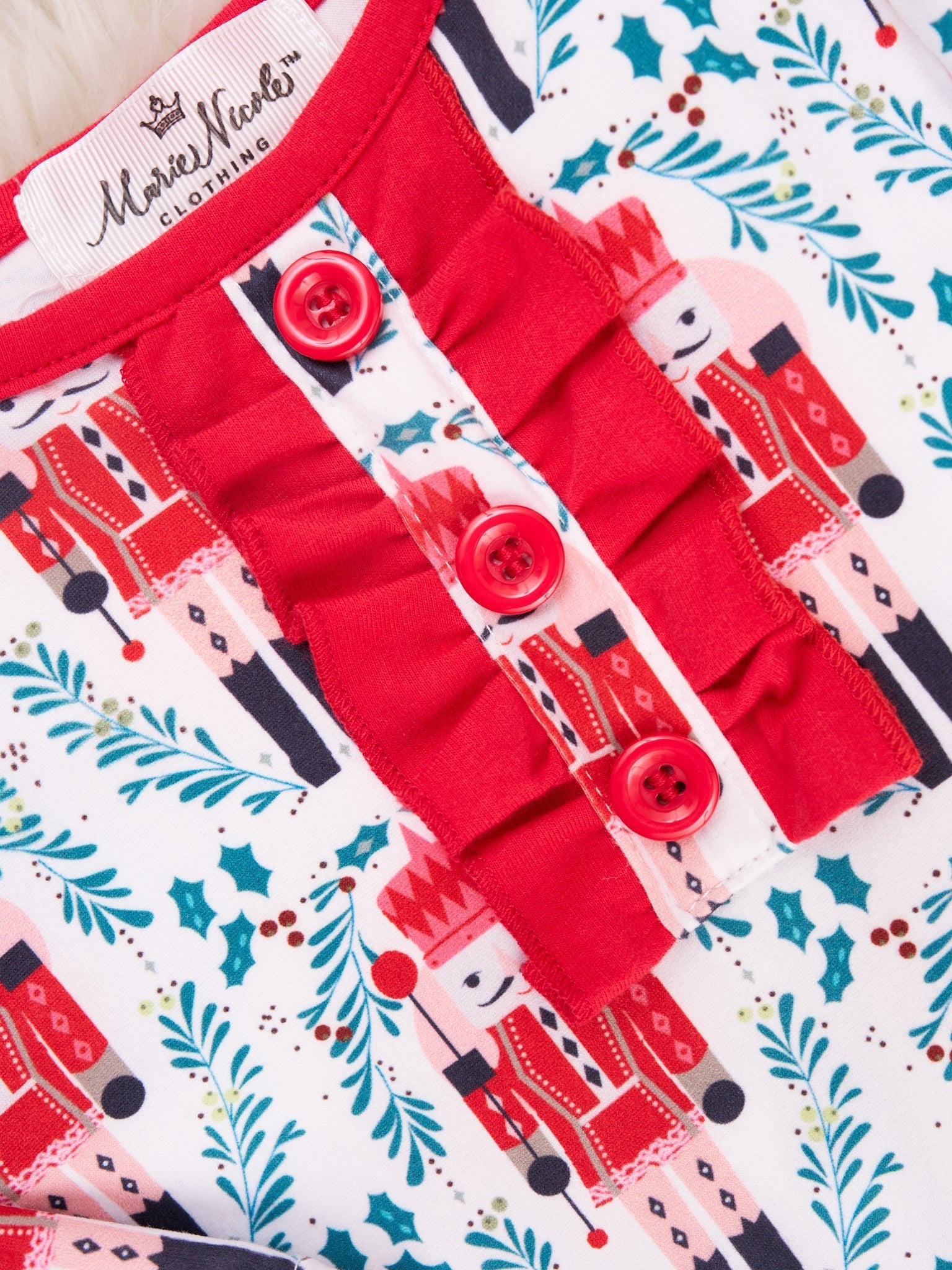 Holly Nutcracker Ruffle Romper - Marie Nicole Clothing
