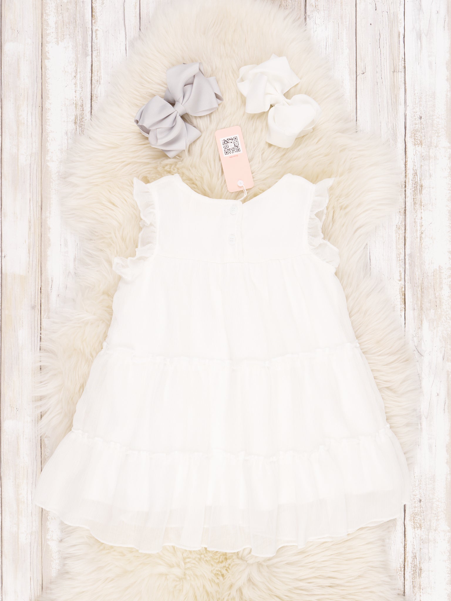 White Tiered Ruffle Dress - Marie Nicole Clothing