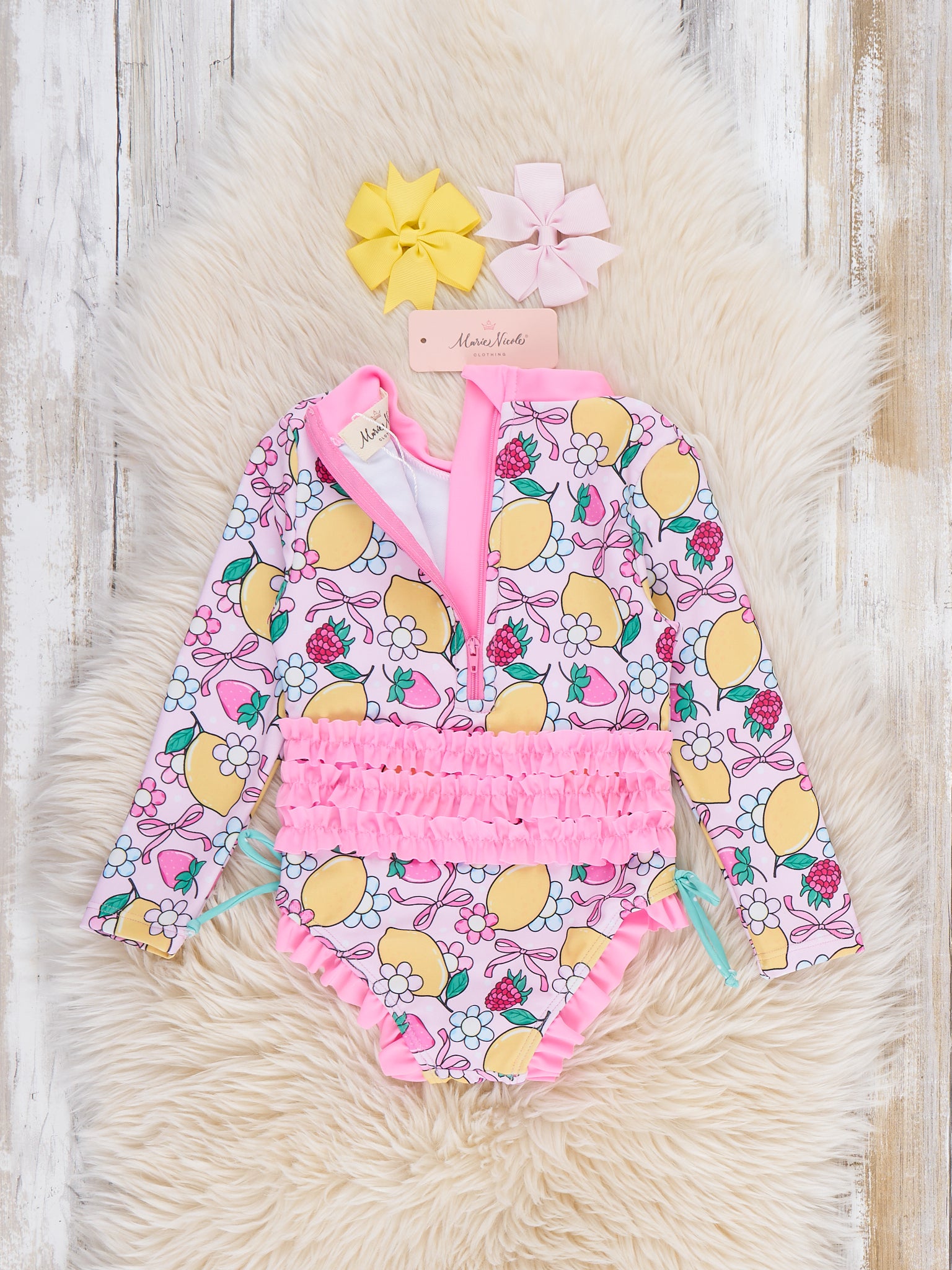 Citrus Garden Ruffle Rashguard - Marie Nicole Clothing