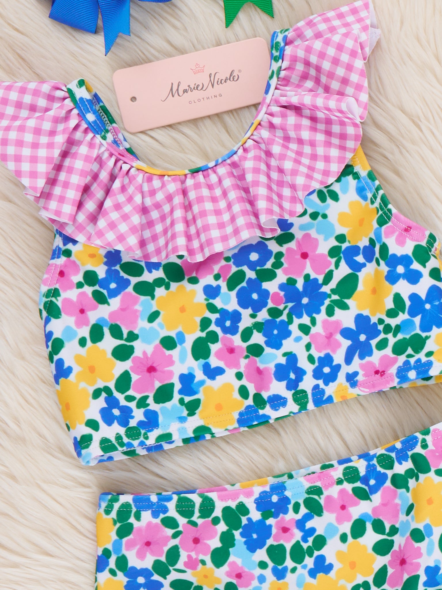 Sunny Garden Gingham Ruffle Swimsuit - Marie Nicole Clothing