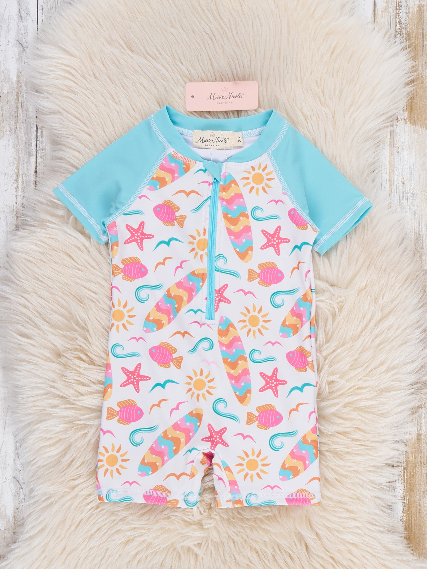 Little Wave Rider Zipper Rashguard - Marie Nicole Clothing
