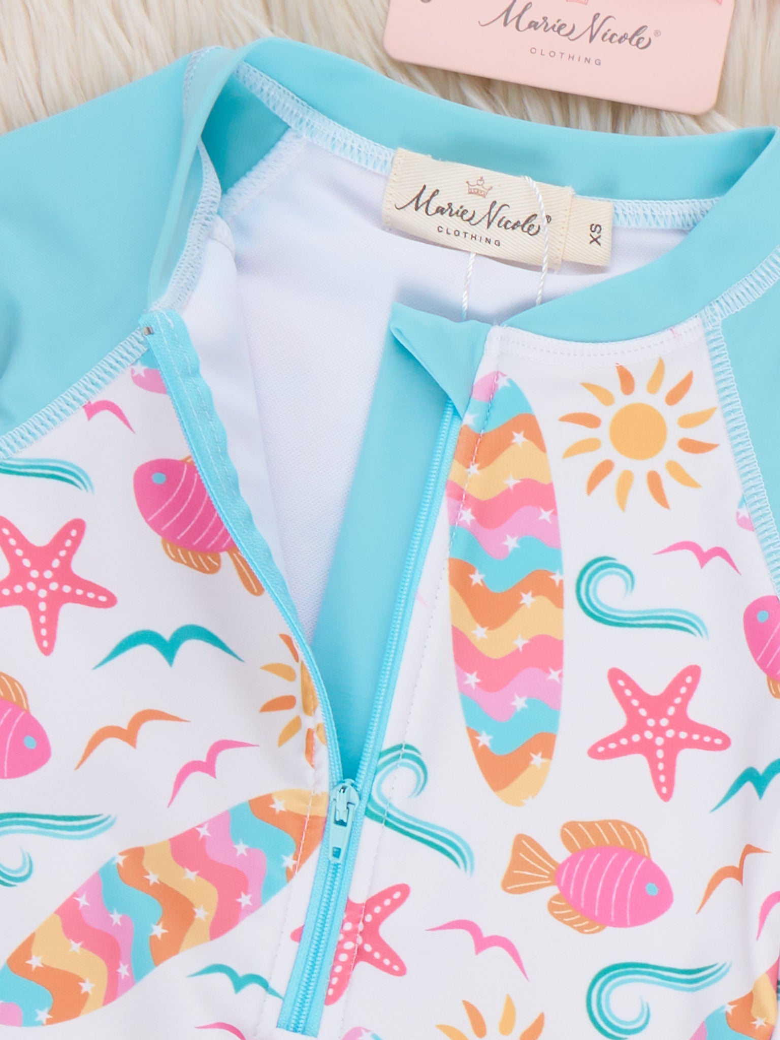 Little Wave Rider Zipper Rashguard - Marie Nicole Clothing