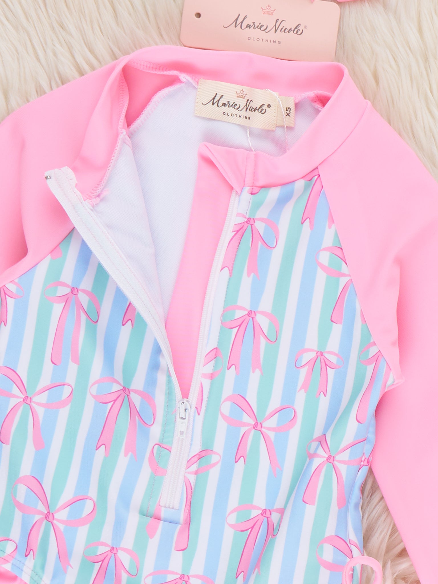 Ocean Breeze Stripe Ruffle Rashguard - Marie Nicole Clothing