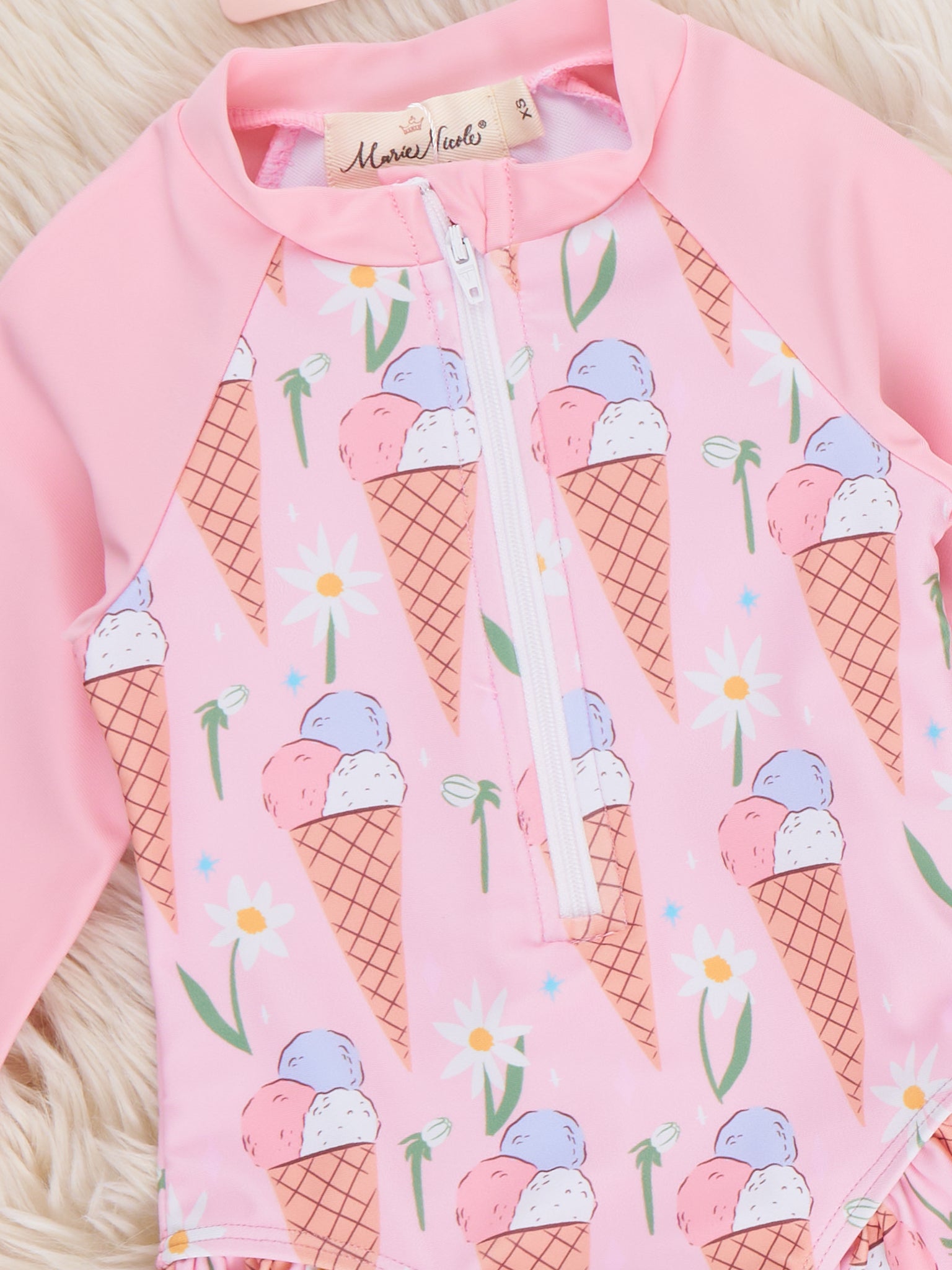 Ice Cream Cone Zone Ruffle Rashguard - Marie Nicole Clothing