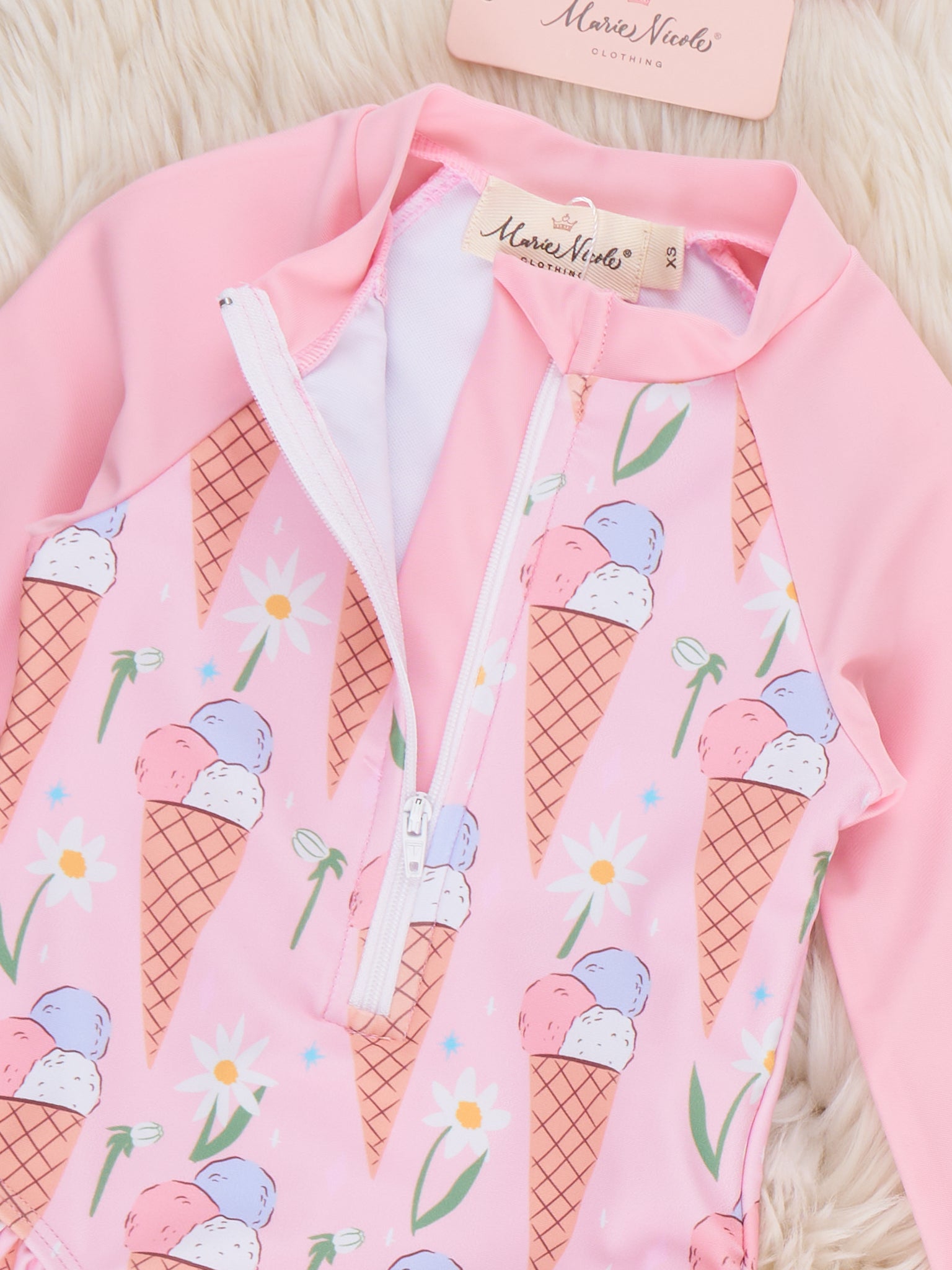 Ice Cream Cone Zone Ruffle Rashguard - Marie Nicole Clothing