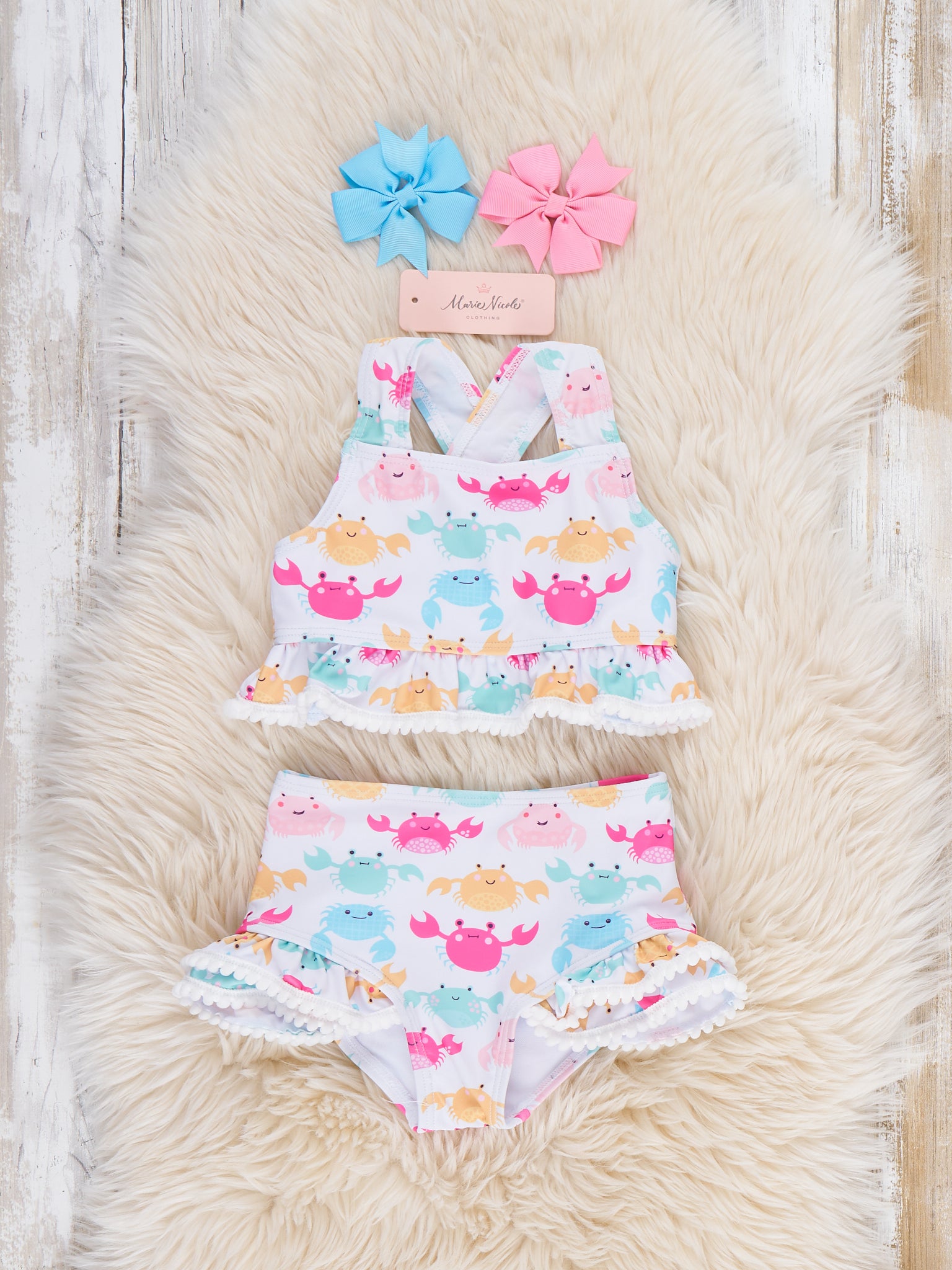 Happy Crabby Ruffle Swimsuit - Marie Nicole Clothing