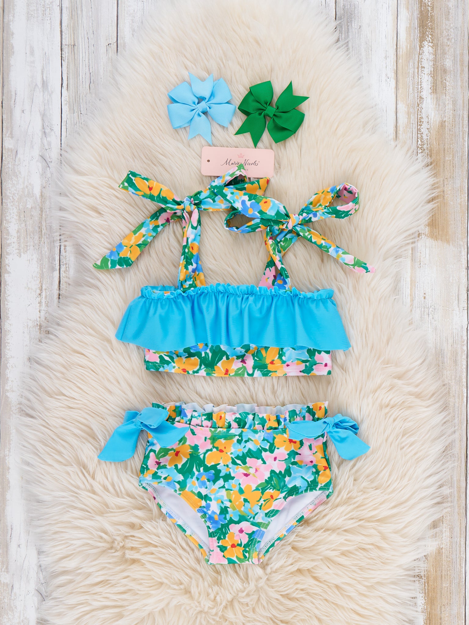 Floral Lagoon Ruffle Swimsuit - Marie Nicole Clothing