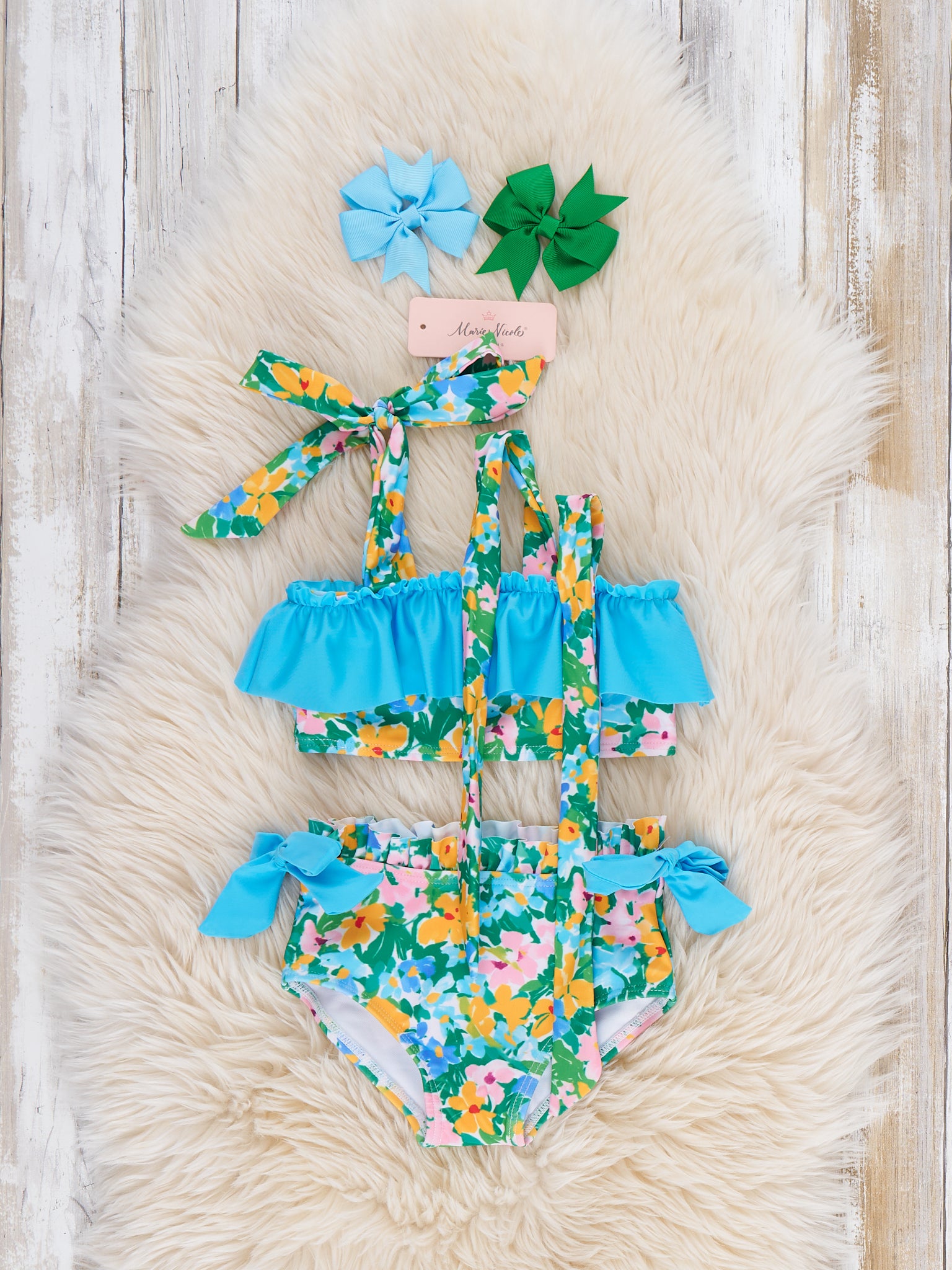 Floral Lagoon Ruffle Swimsuit - Marie Nicole Clothing