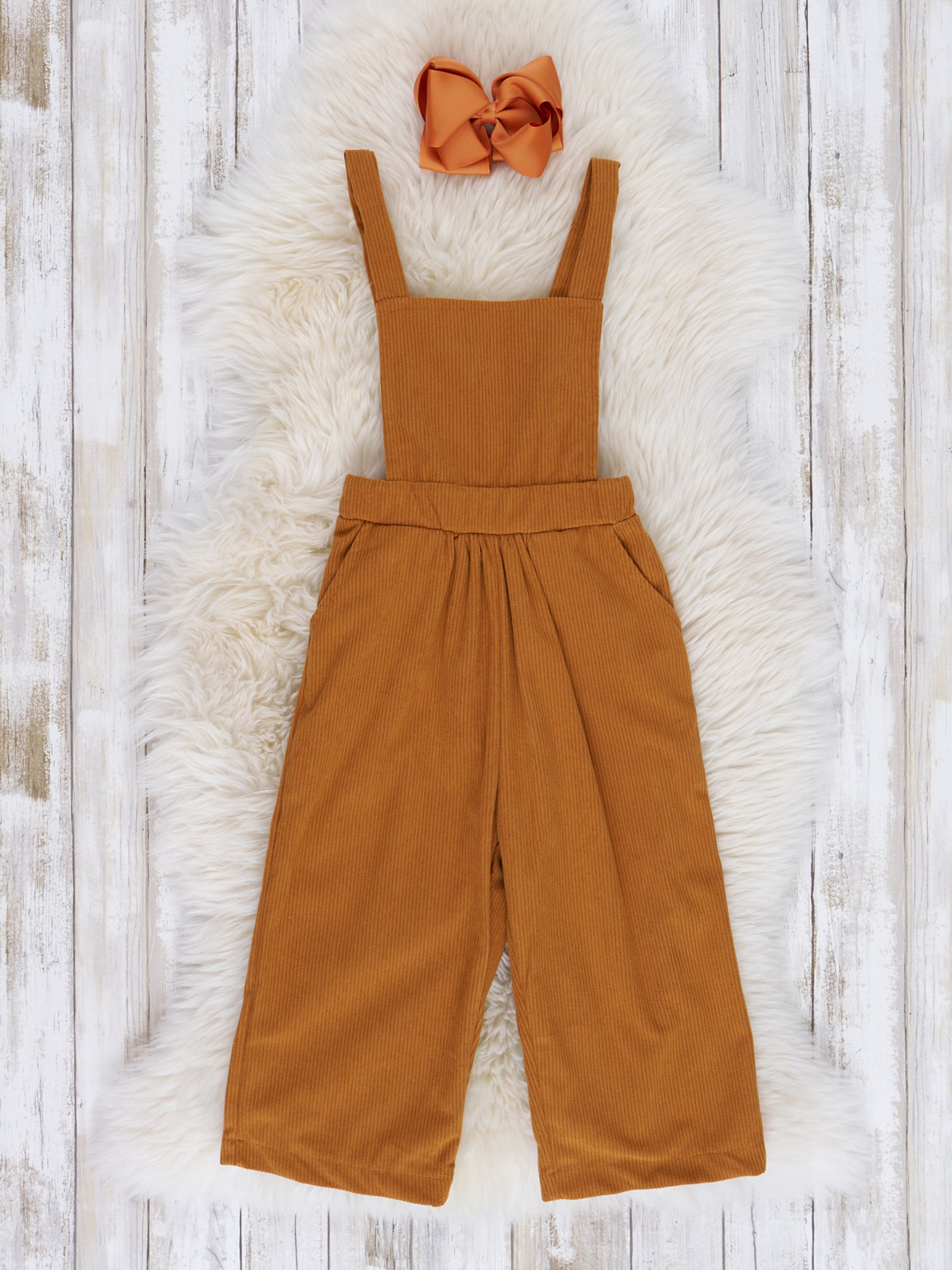 Bronze Doodle Pumpkin Suede Overalls Outfit - Marie Nicole Clothing