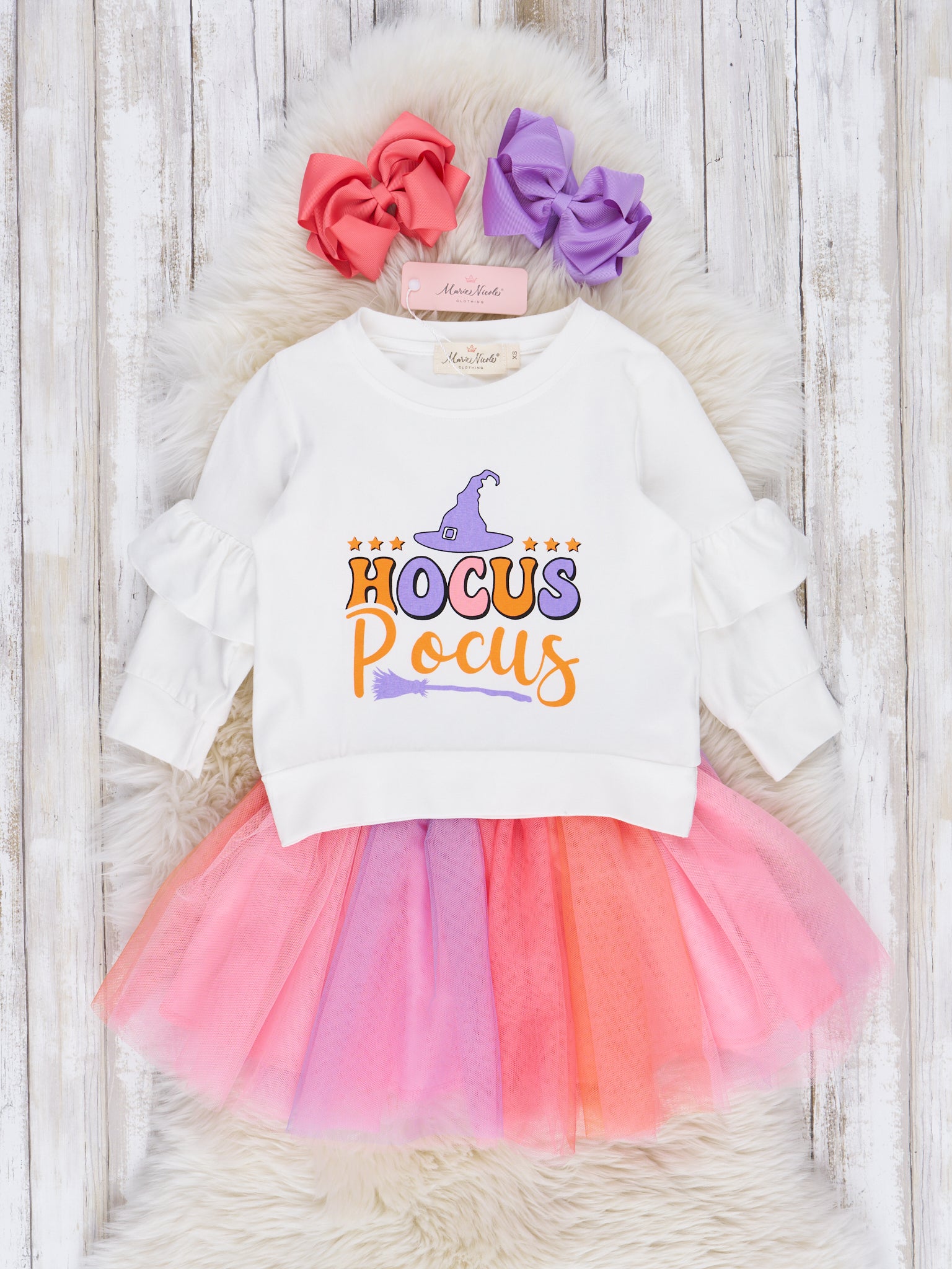 Pastel Rainbow "Hocus Pocus" Tulle Outfit - Marie Nicole Clothing