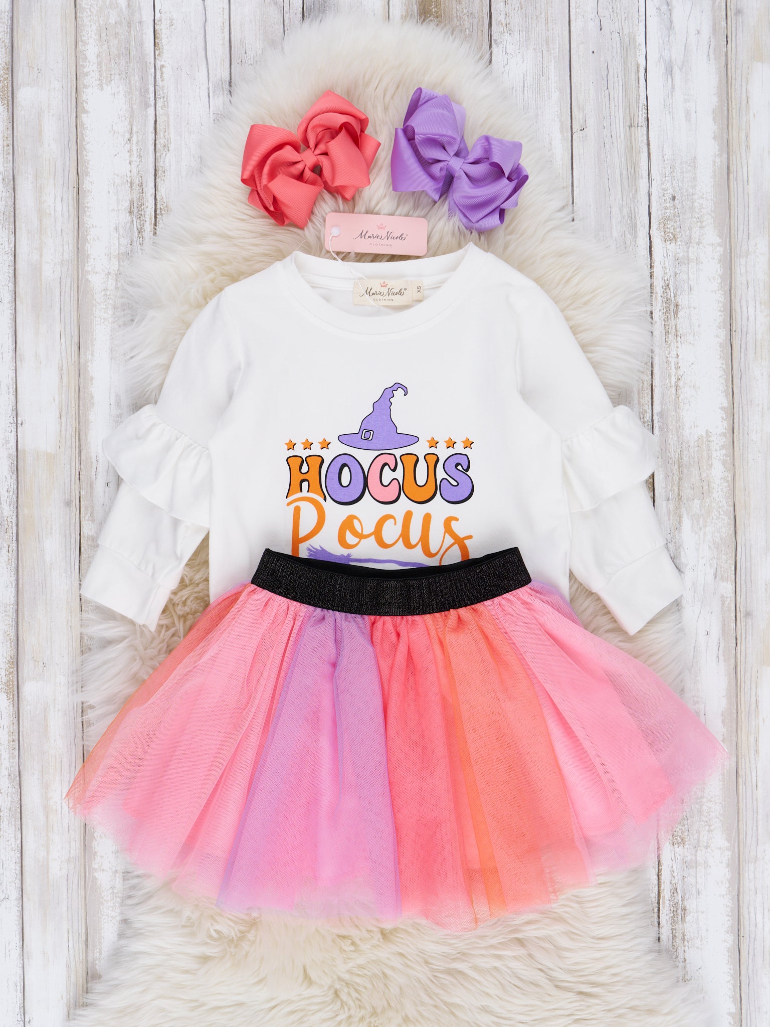 Pastel Rainbow "Hocus Pocus" Tulle Outfit - Marie Nicole Clothing