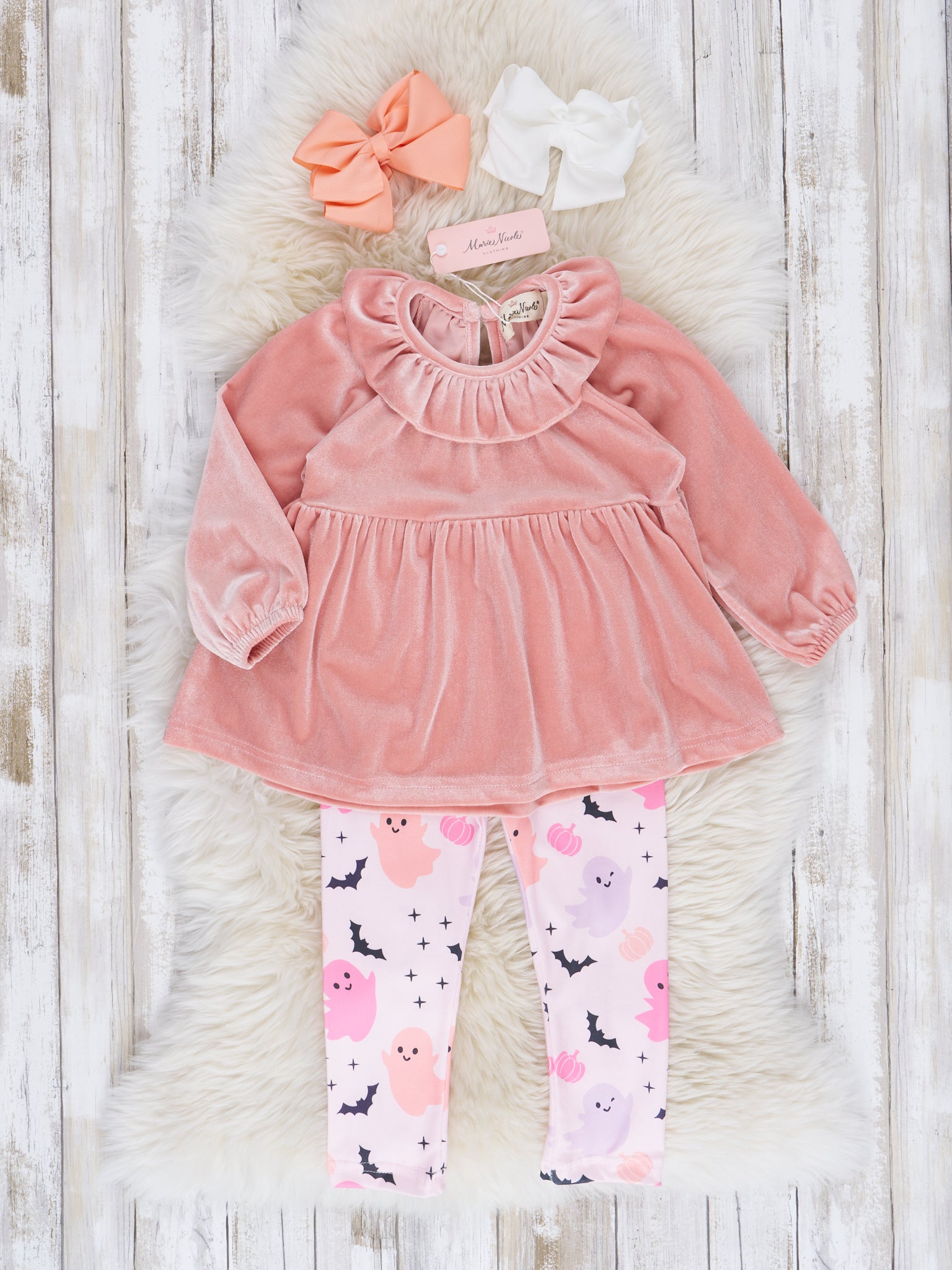 Peach Wicked Nights Velvet Outfit - Marie Nicole Clothing