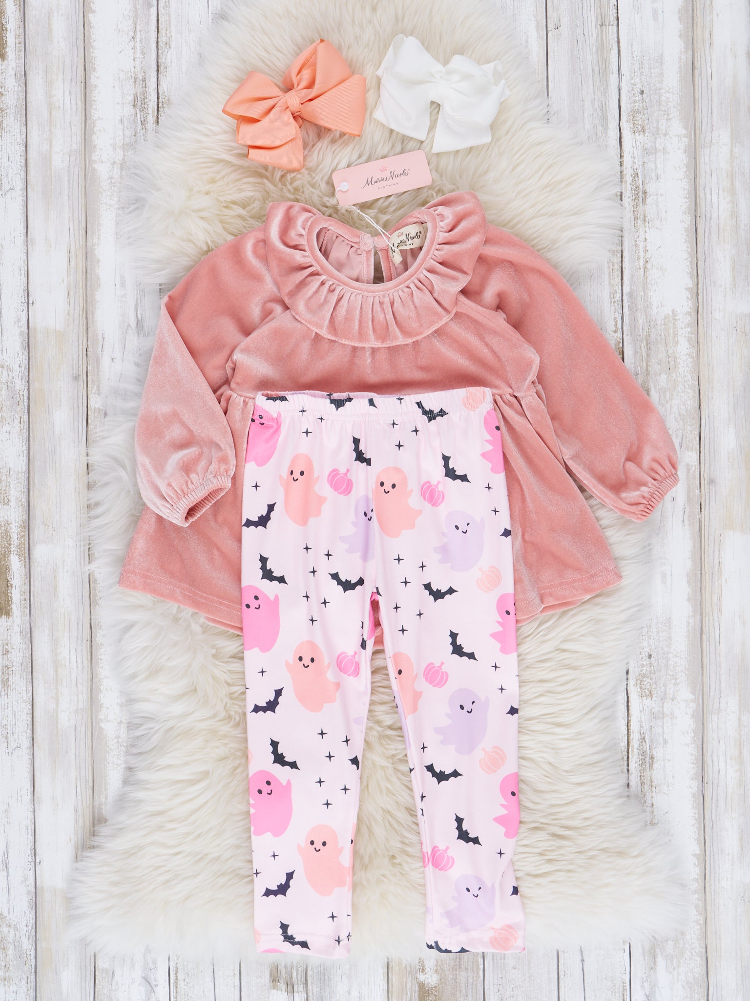 Peach Wicked Nights Velvet Outfit - Marie Nicole Clothing