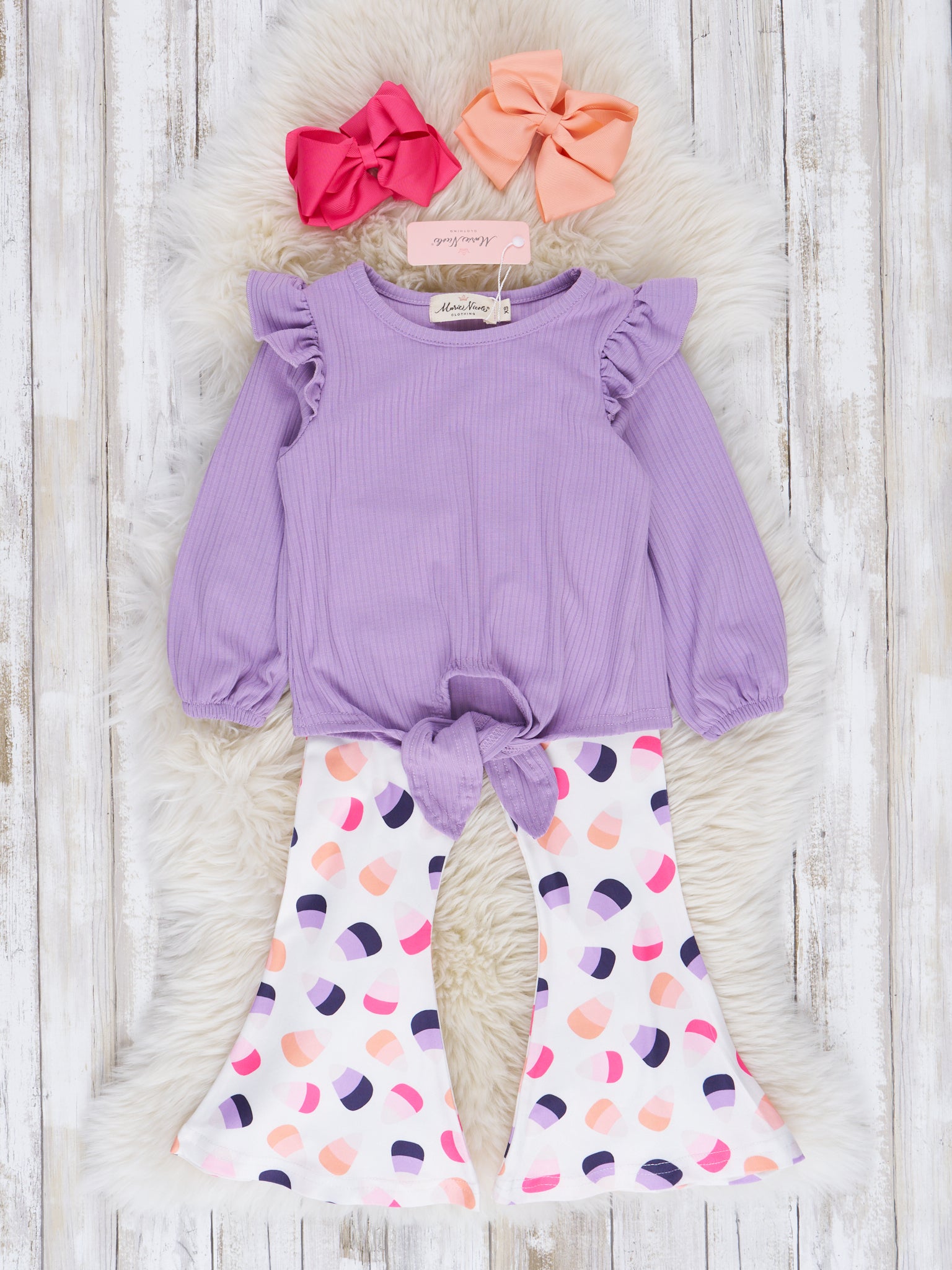 Lavender Candy Corn Bell Bottom Outfit - Marie Nicole Clothing
