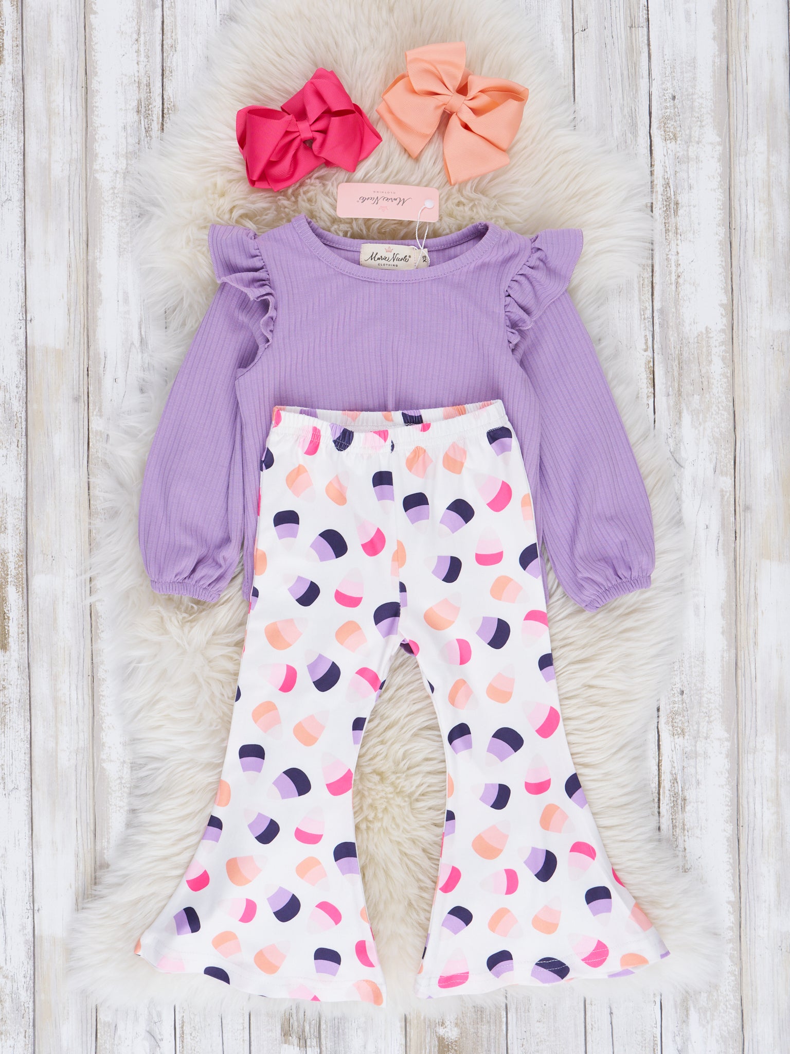 Lavender Candy Corn Bell Bottom Outfit - Marie Nicole Clothing