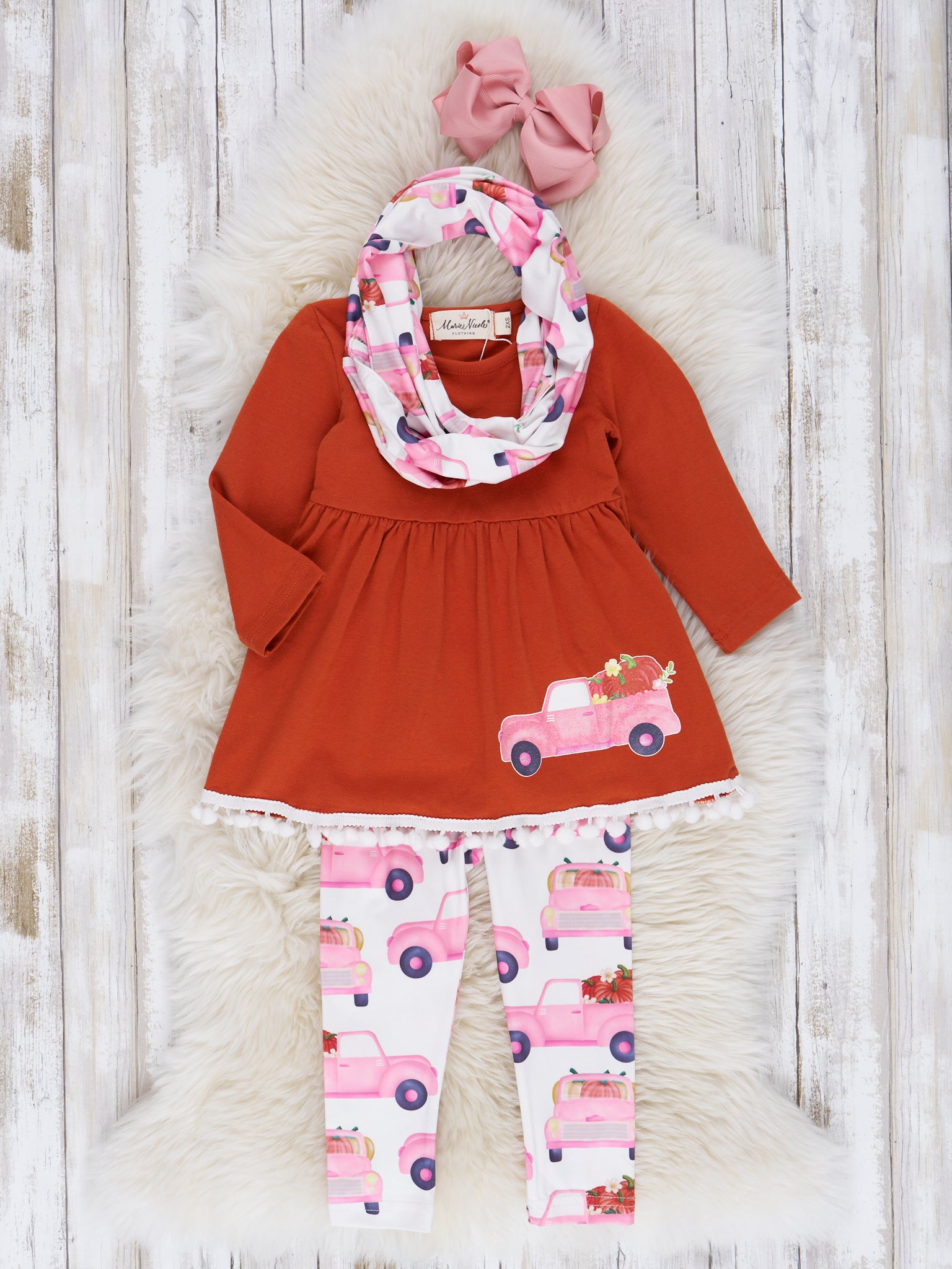 Rust & Rose Pumpkin Truck Outfit - Marie Nicole Clothing