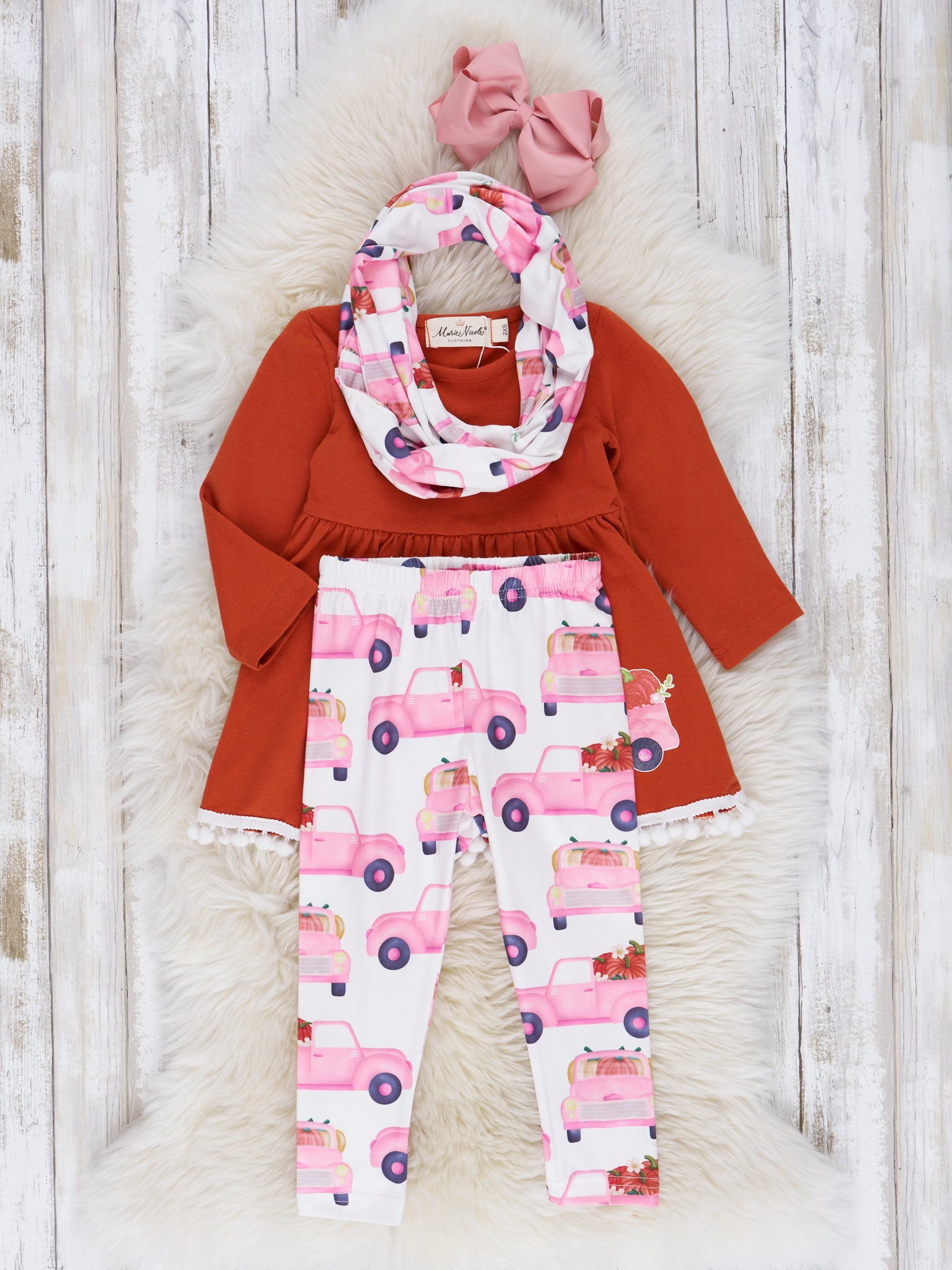 Rust & Rose Pumpkin Truck Outfit - Marie Nicole Clothing