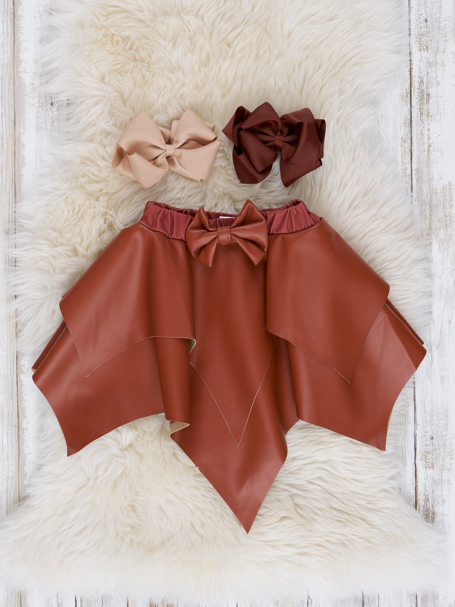Brown Faux Leather Ghost Leopard Print Outfit - Marie Nicole Clothing
