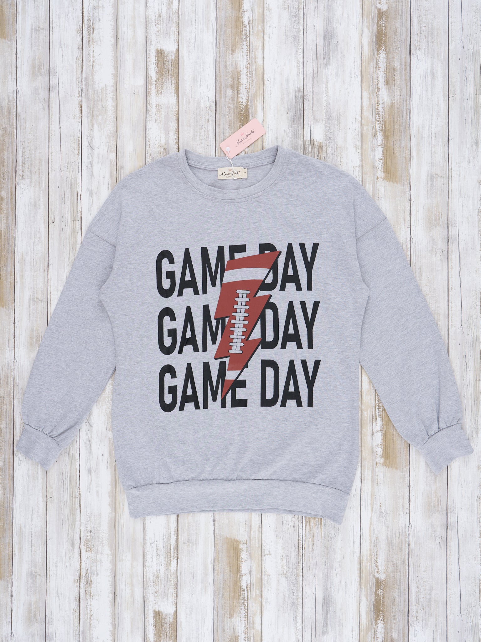 Mom & Me Heather Grey "Game Day" Football Crew Neck & Romper - Marie Nicole Clothing