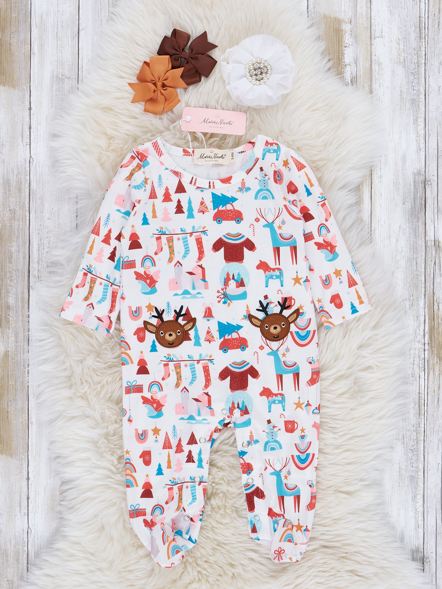 Merry Holiday Footed Sleeper Pajamas - Marie Nicole Clothing