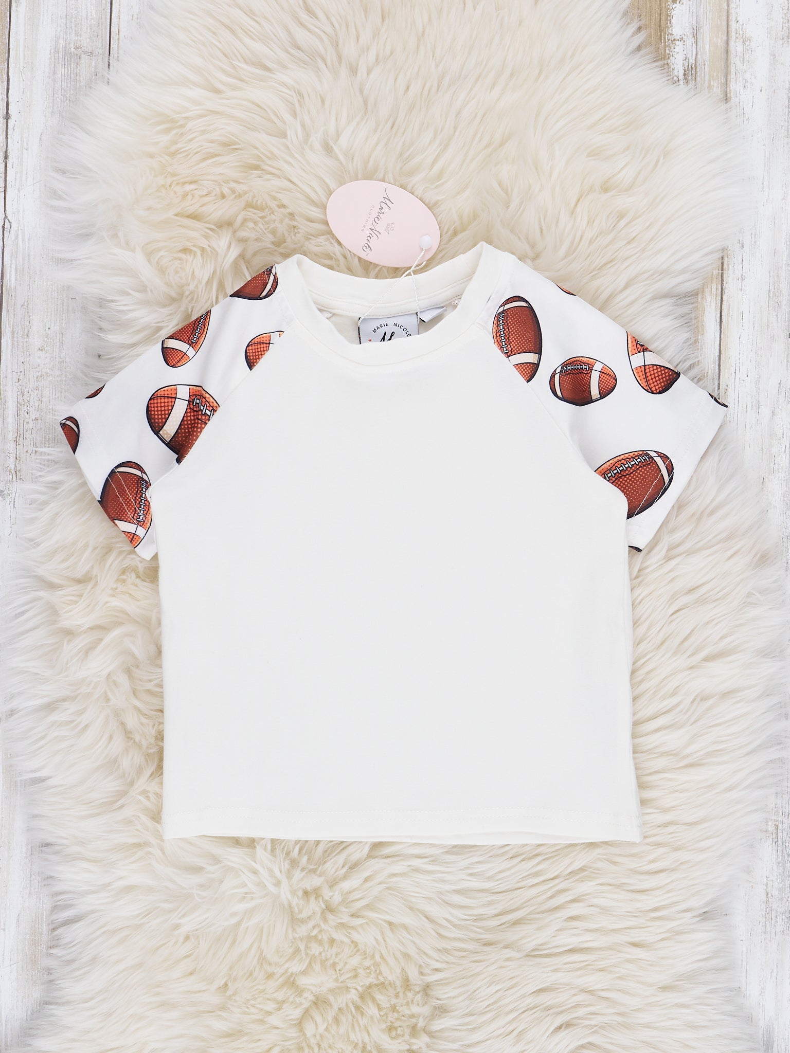 White Football Time Raglan Shirt - Marie Nicole Clothing