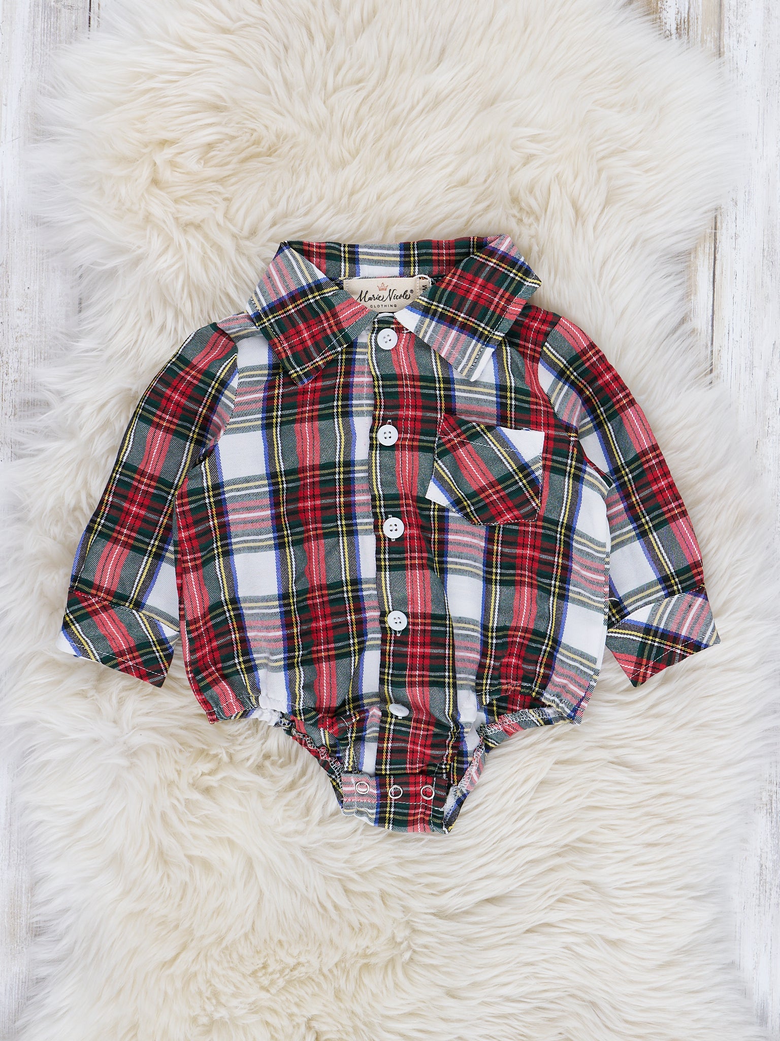 Classic Winter Holiday Plaid Romper - Marie Nicole Clothing