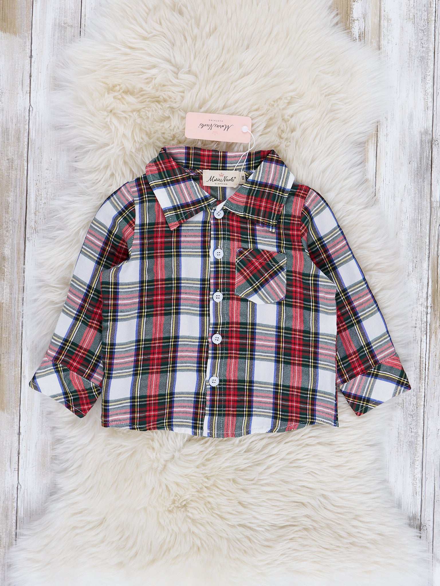 Classic Winter Holiday Plaid Button Up - Marie Nicole Clothing