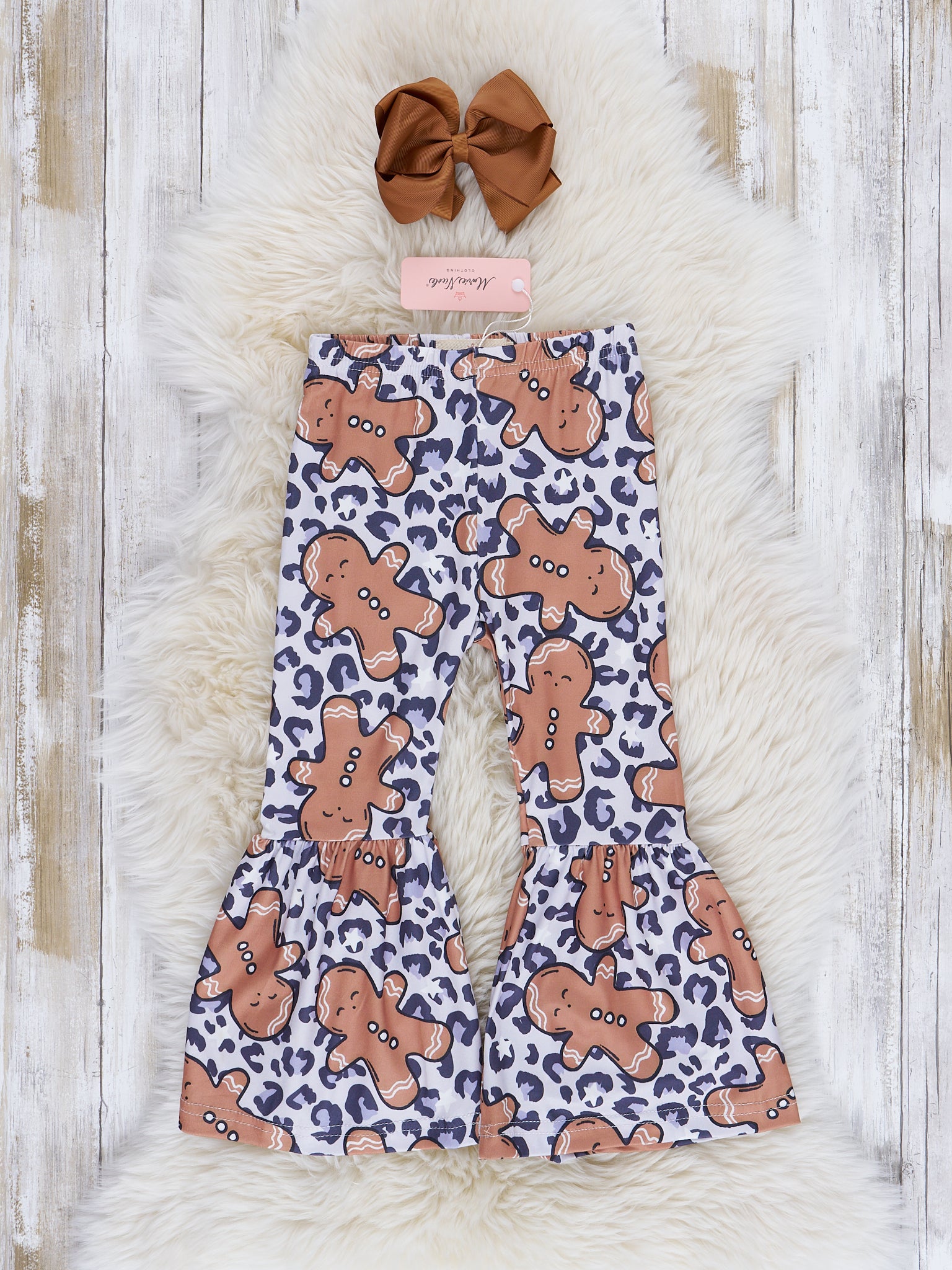 Leopard Print Gingerbread Cookies Bell Bottoms - Marie Nicole Clothing