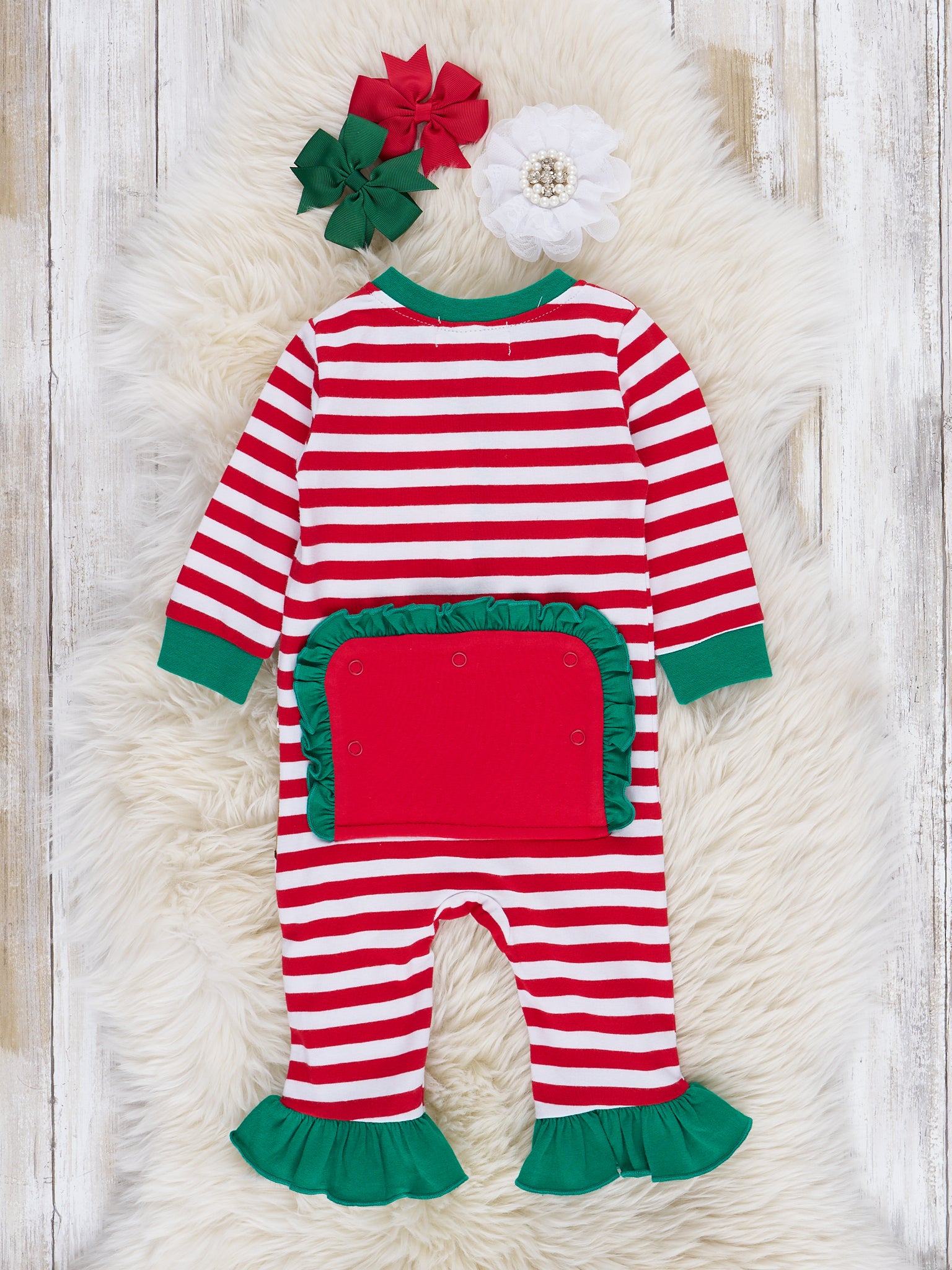 Gingerbread Dreams Striped Christmas Sleeper Pajamas - Boys & Girls - Marie Nicole Clothing