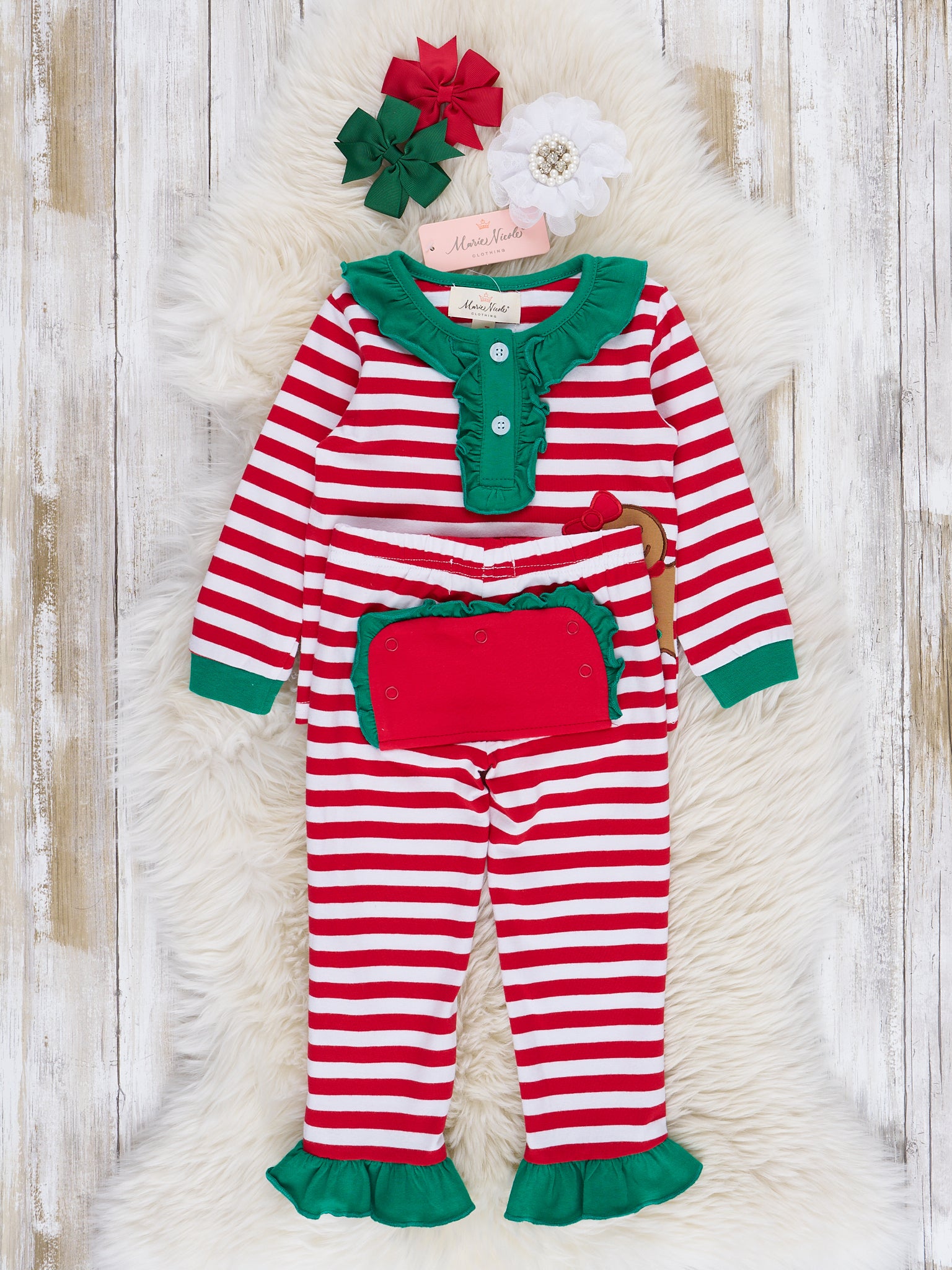 Gingerbread Dreams Striped Christmas Pajamas - Boys & Girls - Marie Nicole Clothing