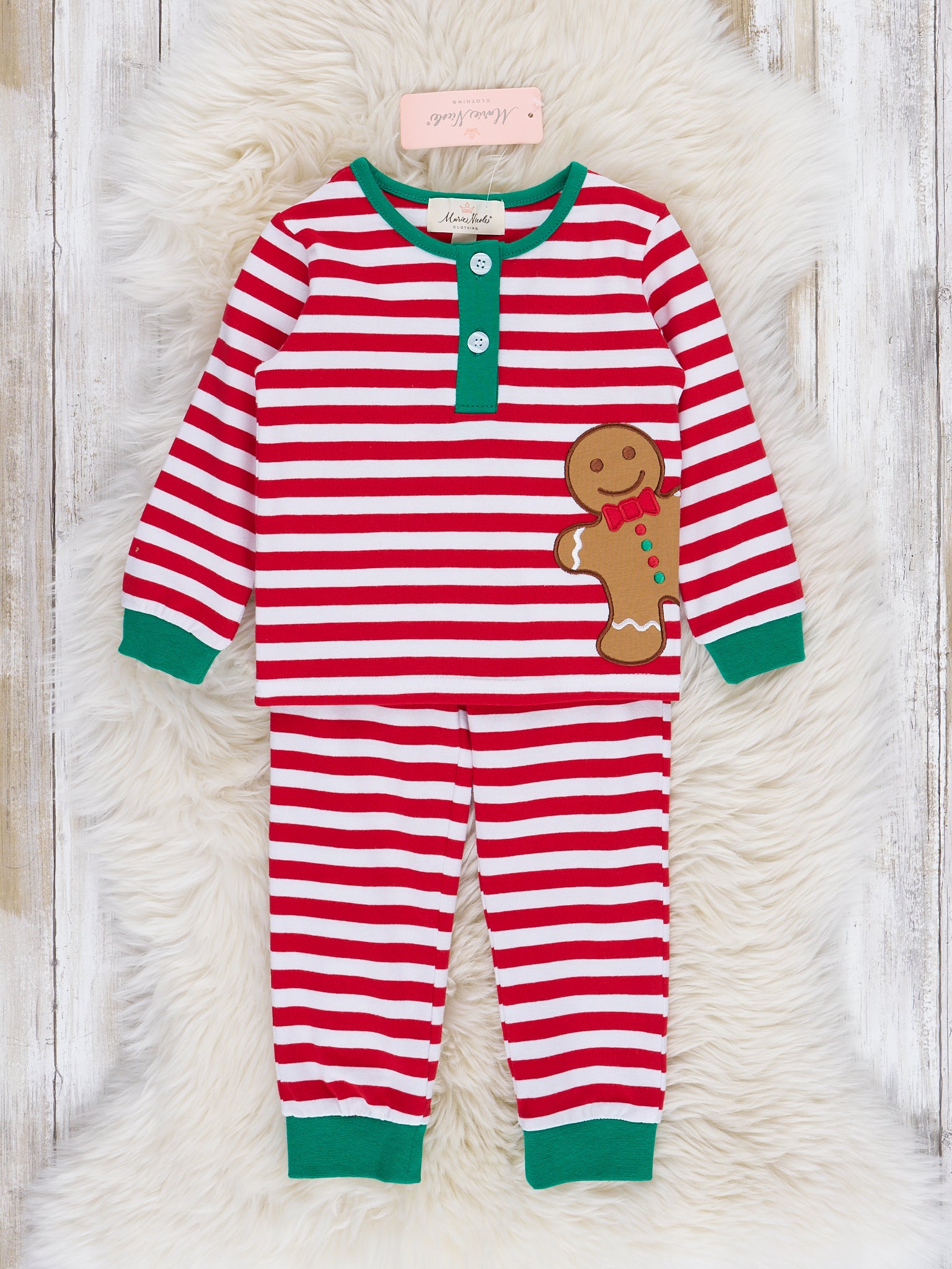 Gingerbread Dreams Striped Christmas Pajamas - Boys & Girls - Marie Nicole Clothing
